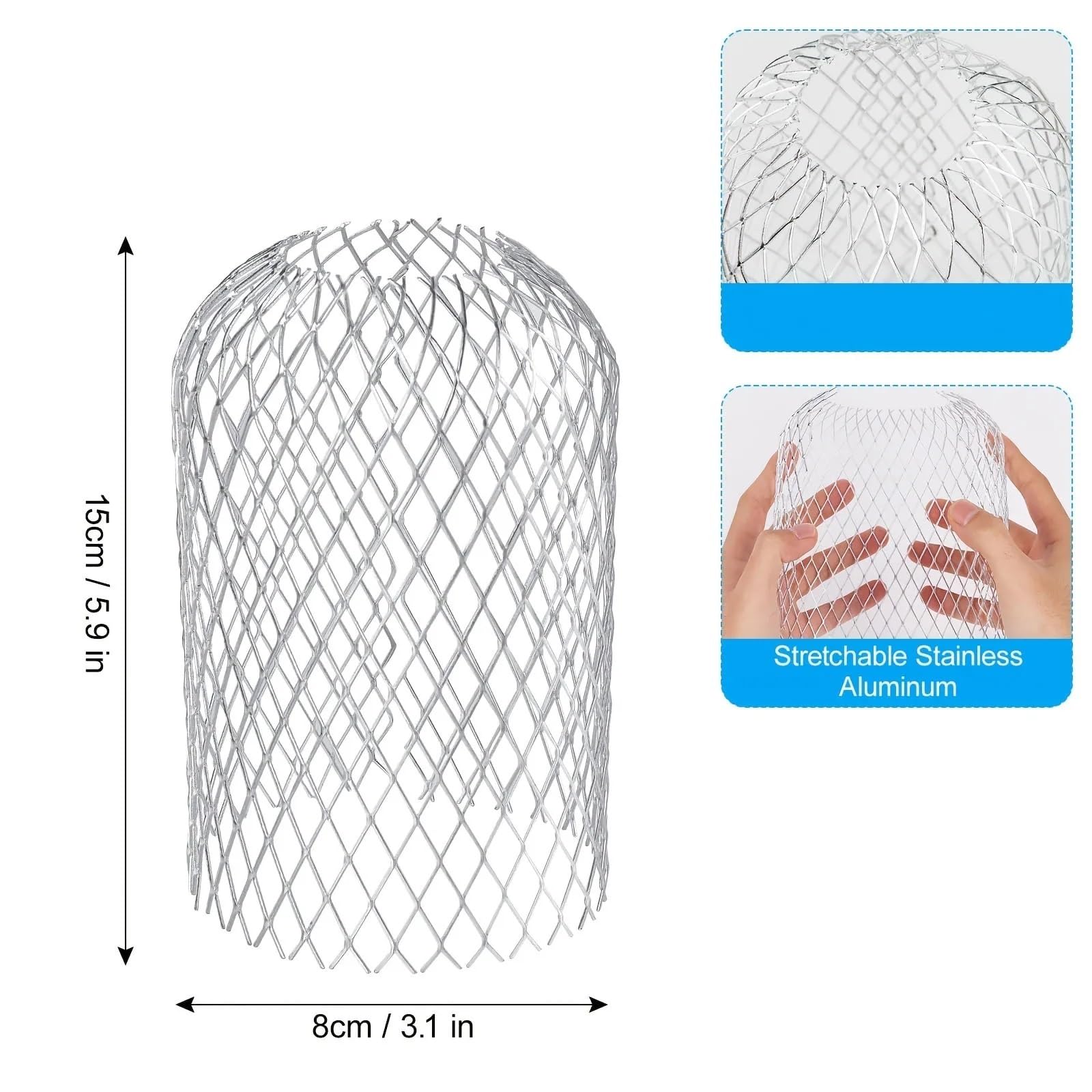 Filtro de aluminio for canalón, protectores trampa barro for residuos hojas, cubierta tubo drenaje, Protector contra obstrucción, 8 Uds para Canalones