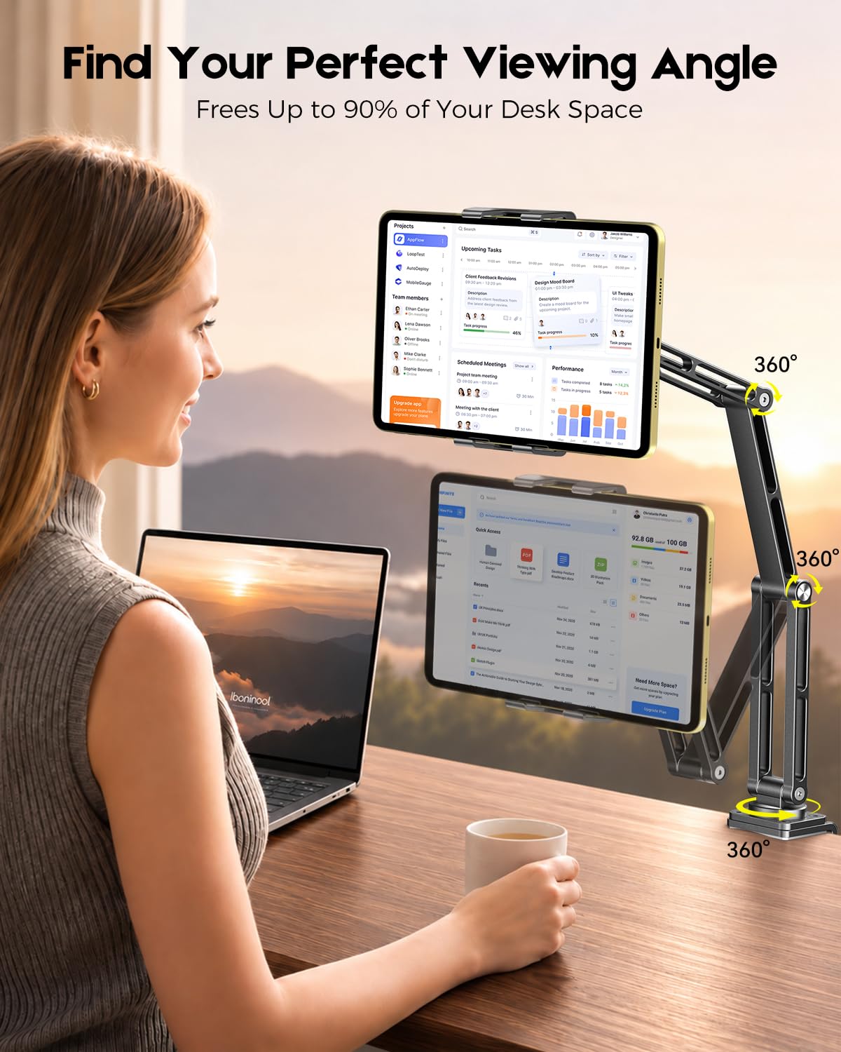 OHLPRO Support de tablette en aluminium pour iPad avec socle stable