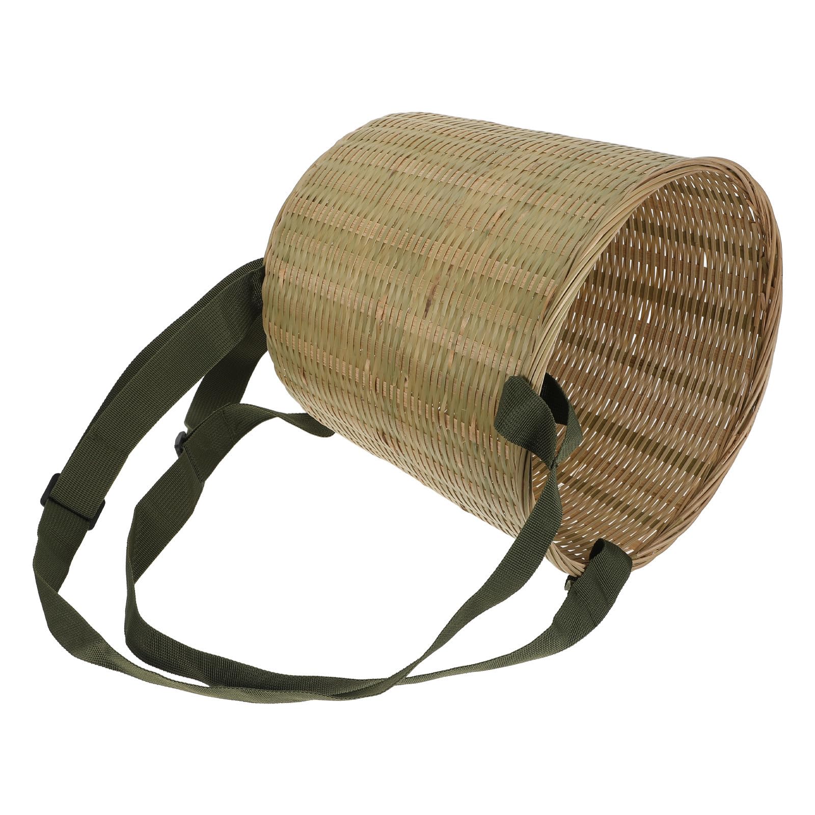 Cesta de Picnic Tejida de Bambú Redonda con Doble Correa