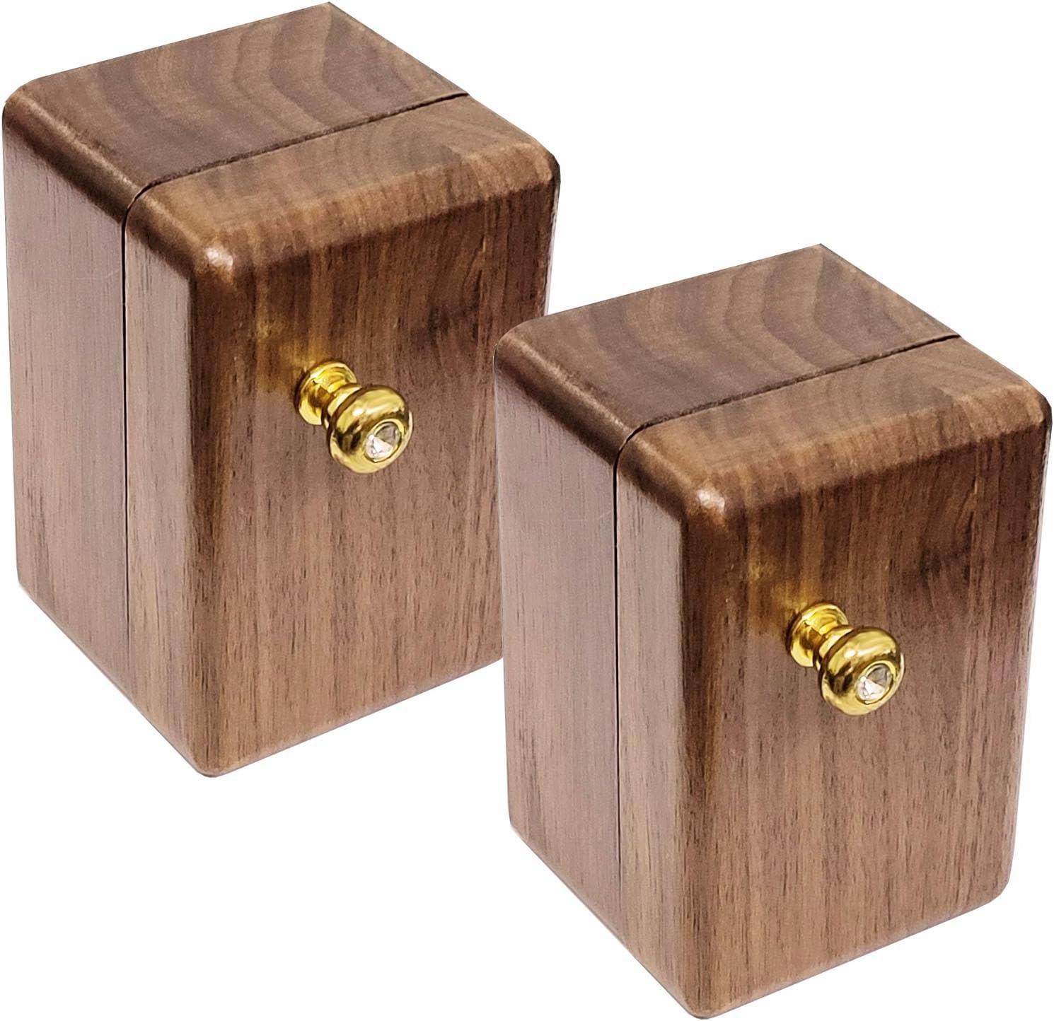 Young WolfYoung Wolf Pair of Deluxe Walnut Storage Box Organizers with Mirror for Jewelry Necklace Earrings Bracelets and Ring