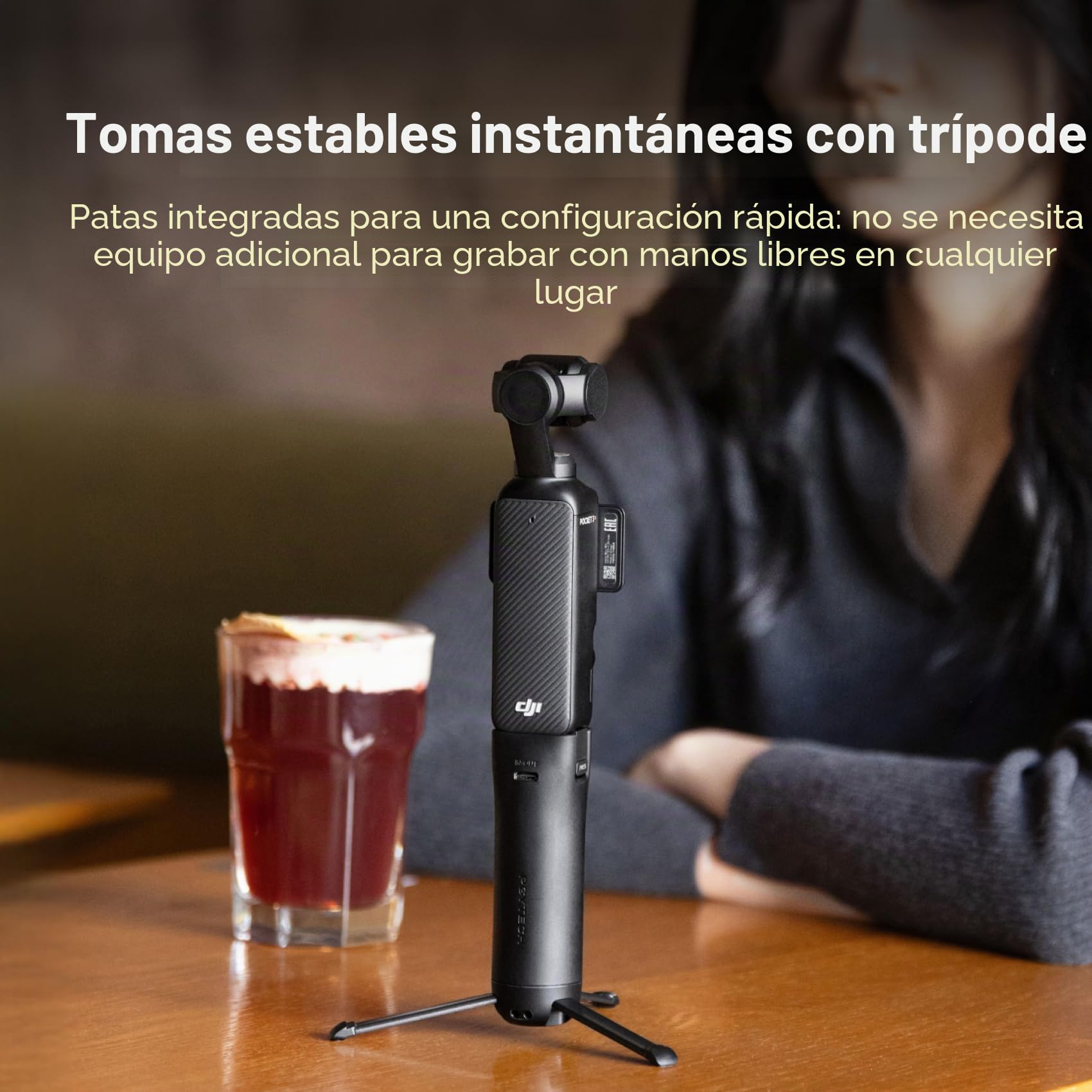 PGYTECH Empuñadura con Batería para dji Osmo Pocket 4/3, 4800mAh Power Bank con Mini Trípode Integrado, Accesorio de Carga Tipo C con Rosca 1/4"