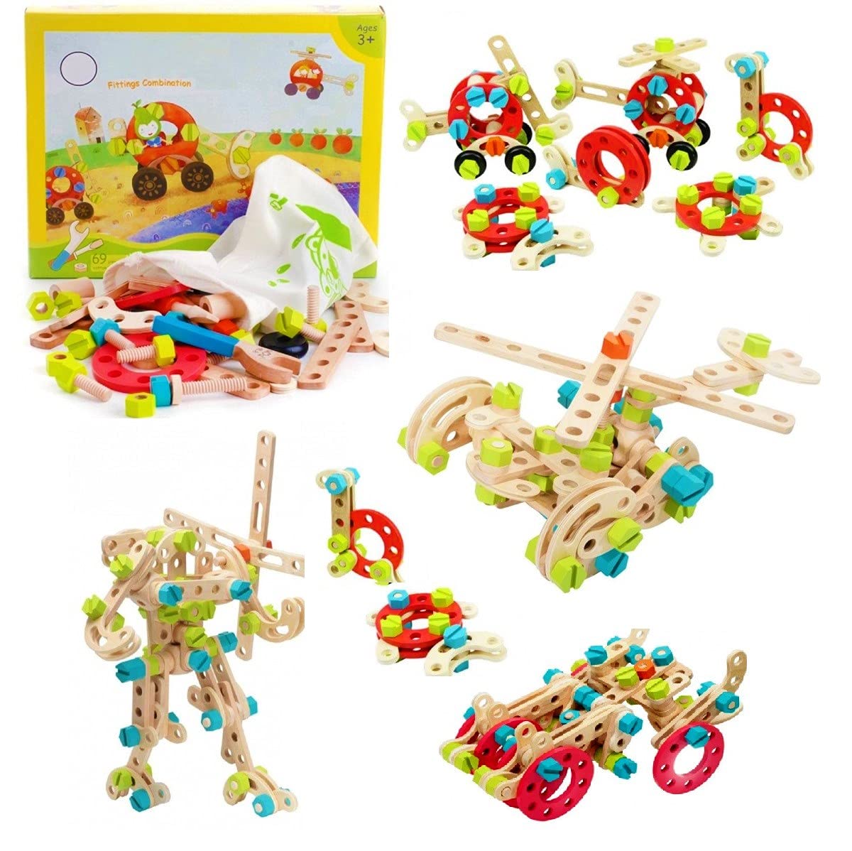 FunBlast DIY Assembling Wooden Toys Puzzle Blocks - Wooden Puzzle Toy Blocks for Kids (Multicolor) (B09D3C3BR6) Amazon Price History, Amazon Price Tracker