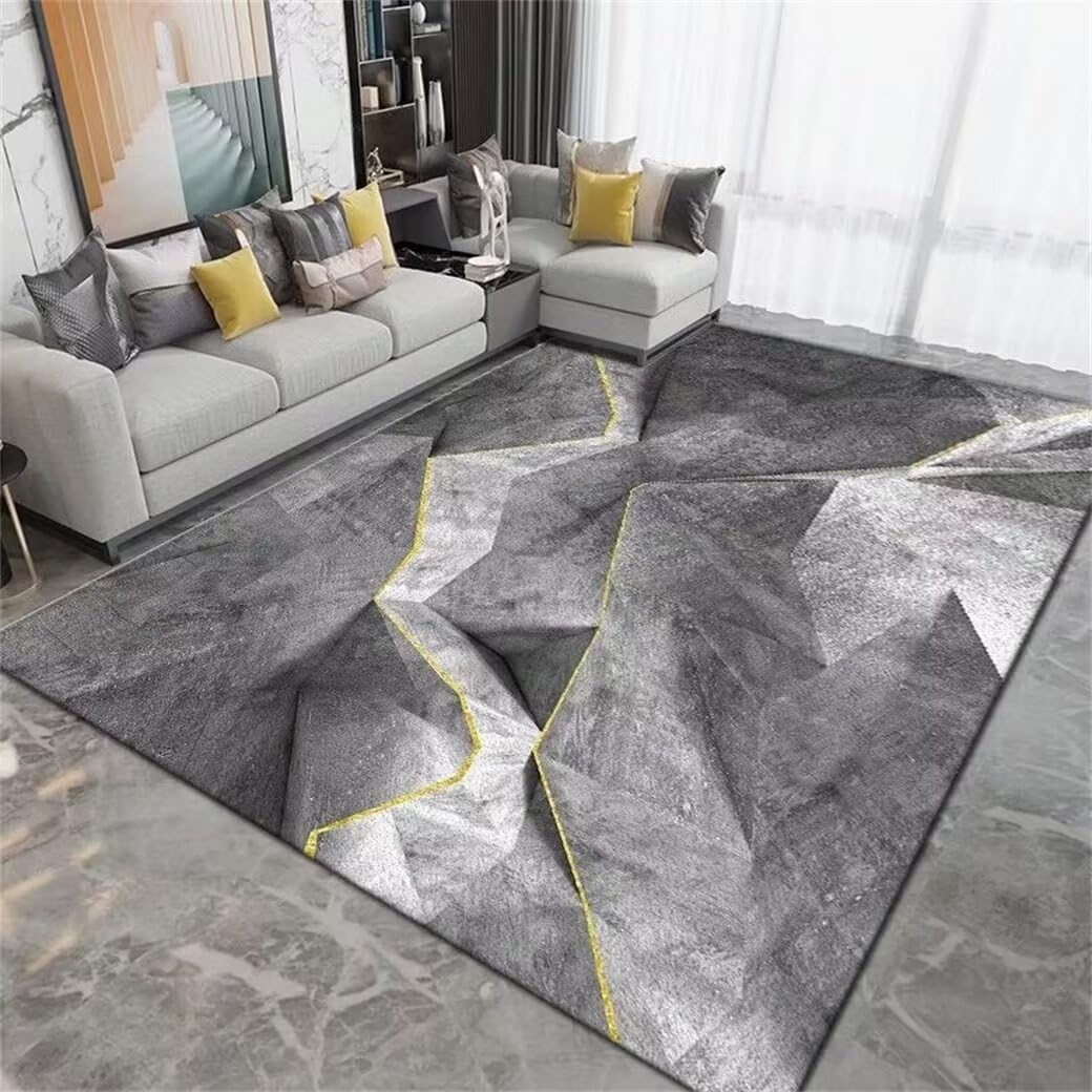 Tapis descente de lit gris et abstrait pour chambre minimaliste