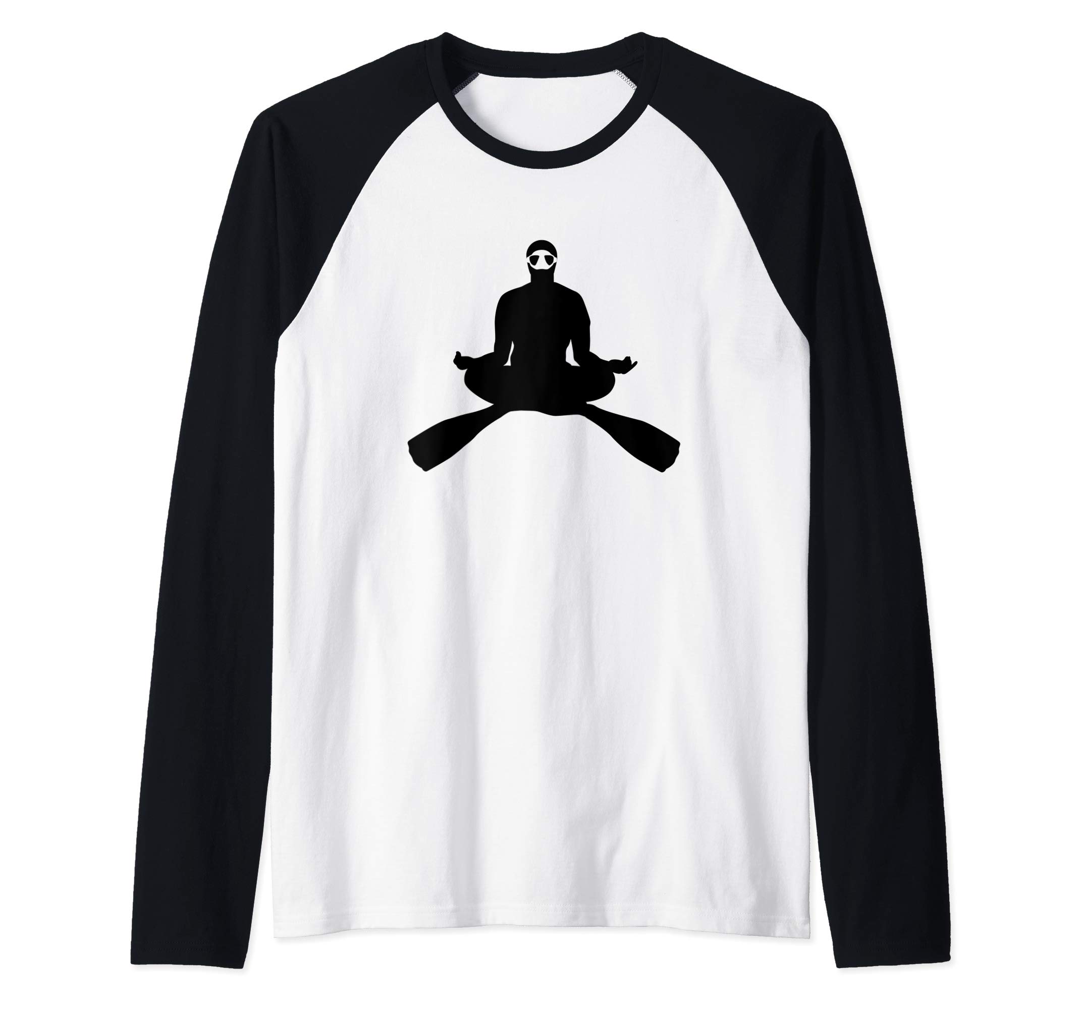 Meditating Yoga Freediver Diver Freediving Raglan Baseball Tee