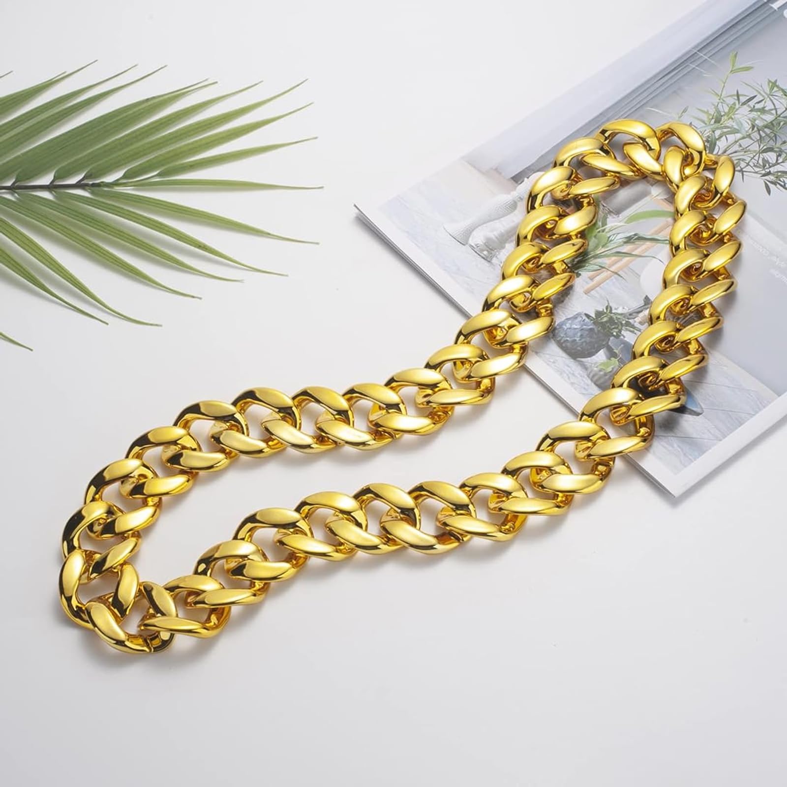 2pcs Hip Hop Costume Set including Fake Gold Chain & Accessories, 80s/90s Rapper Style Necklace and Ring for Men Women, Kids - Image 3
