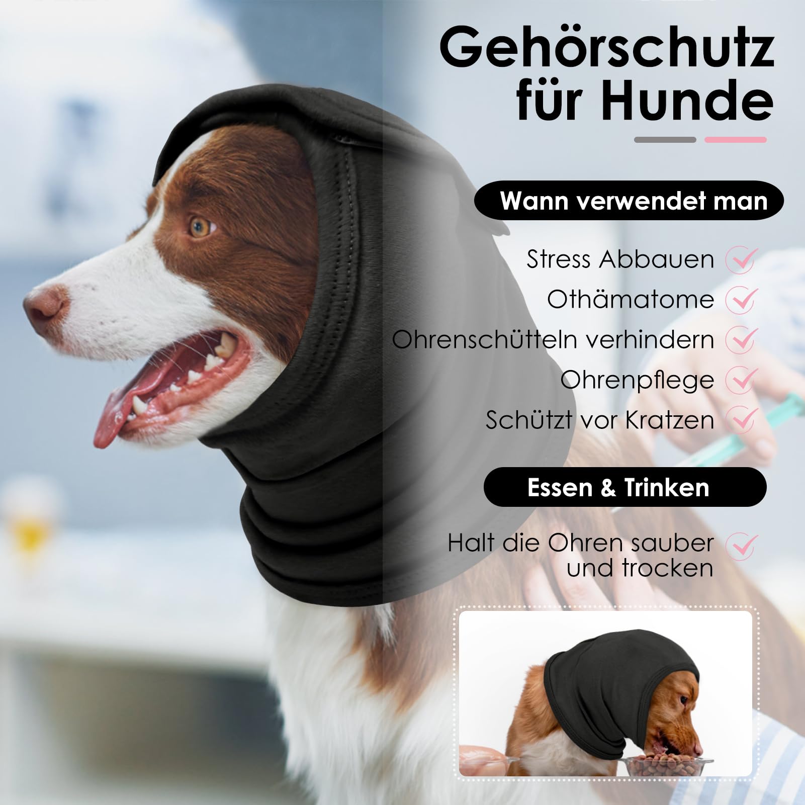 AOFITEE Ohrenschutz für Kleine Hunde, Hund Ohrenschützer Lärmschutz Gehörschutz Hunde Silvester, Haustier Snood Ohrenschutz Lärmschutz Hund Ohrenschützer zur Geräuschreduzierung