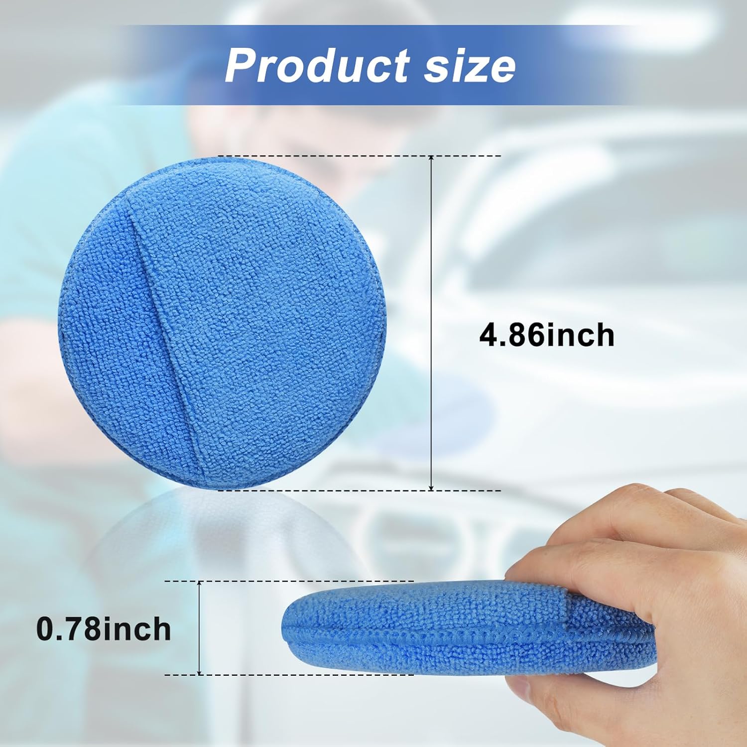 Wax Applicator Pad (8 Pack), 5 Inch Microfiber Applicator Pad with Finger Pocket, Washable Reusable Polishing Pads, Buffing Pads for Car Cleaning, Polishing and Detailing thumbnail