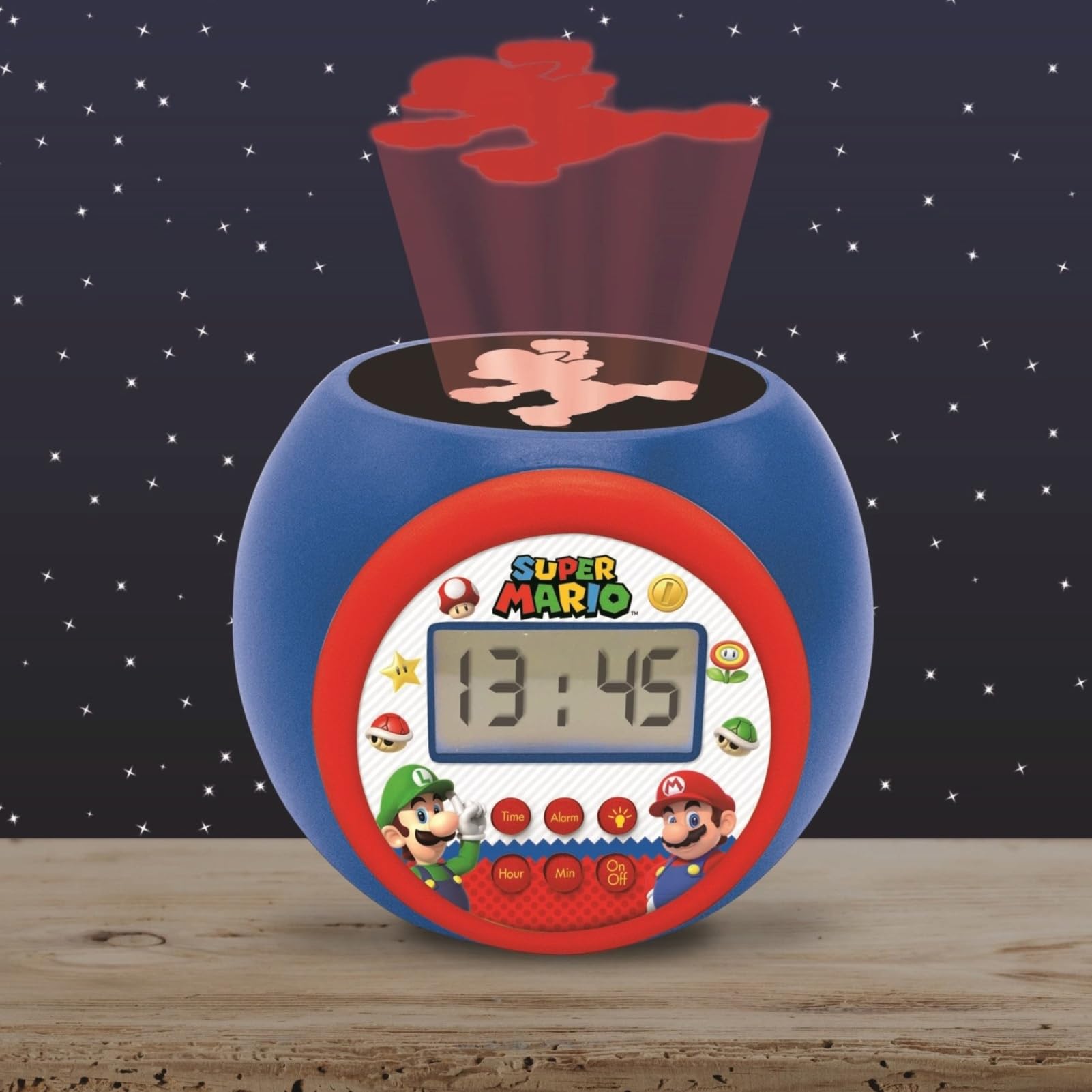 Lexibook - Nintendo Super Mario Sveglia con proiettore con Snooze Funzione, Luce Notturna con Timer, Schermo LCD, a Batteria, RL977NILXB