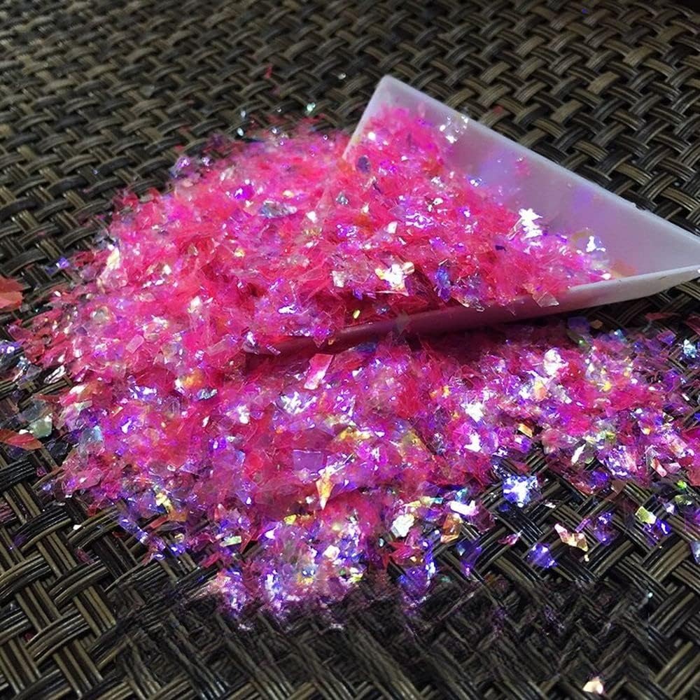 Irregular Manicure Glitter Acrylic Glitter Nail Powder Deep Pink Cameo Crushed Sea Ice Mylar Shell Glitter Podwer 10