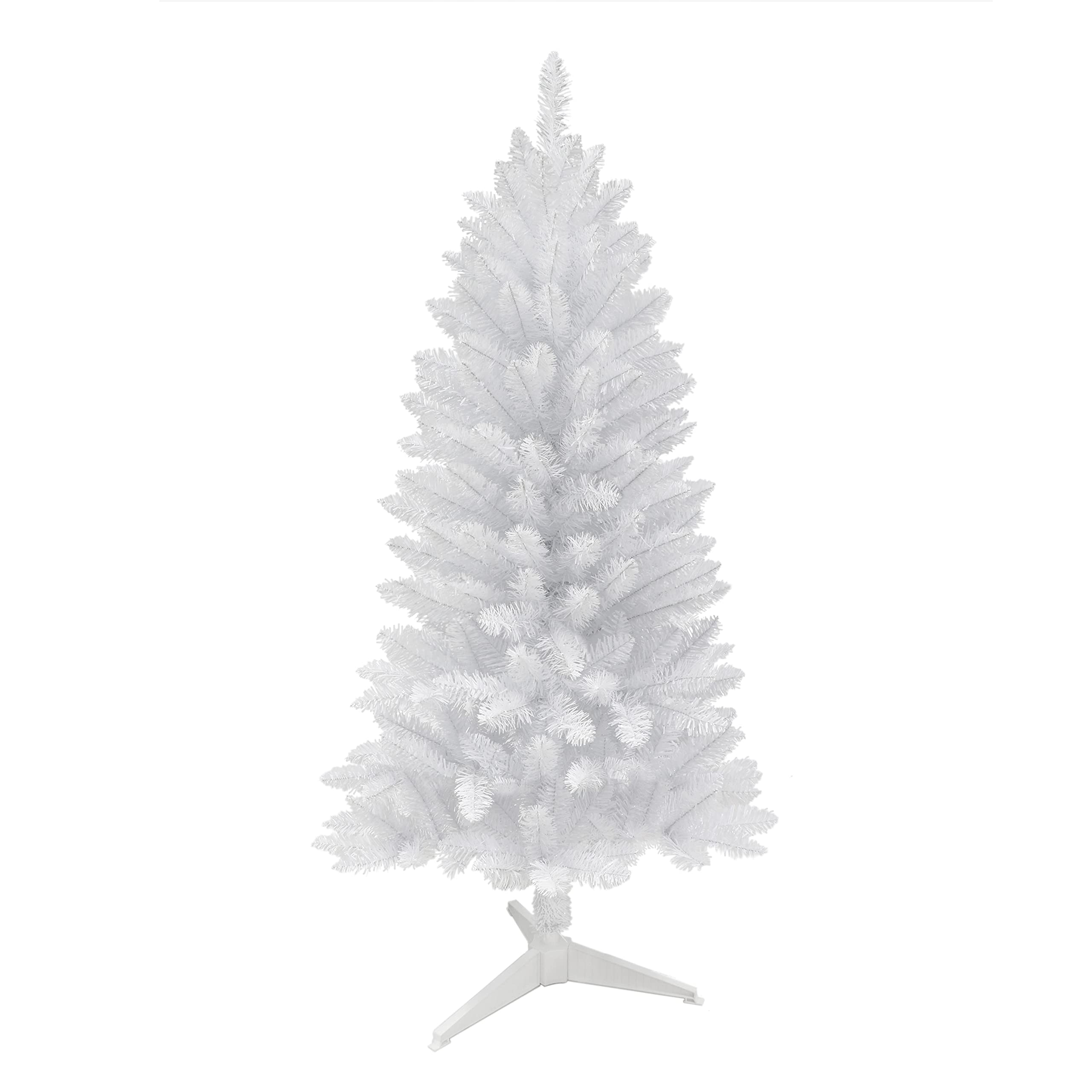 Puleo International4 ft Unlit White Carson Aritificial Pine Tree 188 Tips