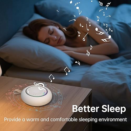 Miniatura 7 de Máquina de sonido de ruido blanco para nuevos bebés y adultos, 24 sonidos de sueño, incluyendo lluvia, ruido verde y rosa, sonido portátil con