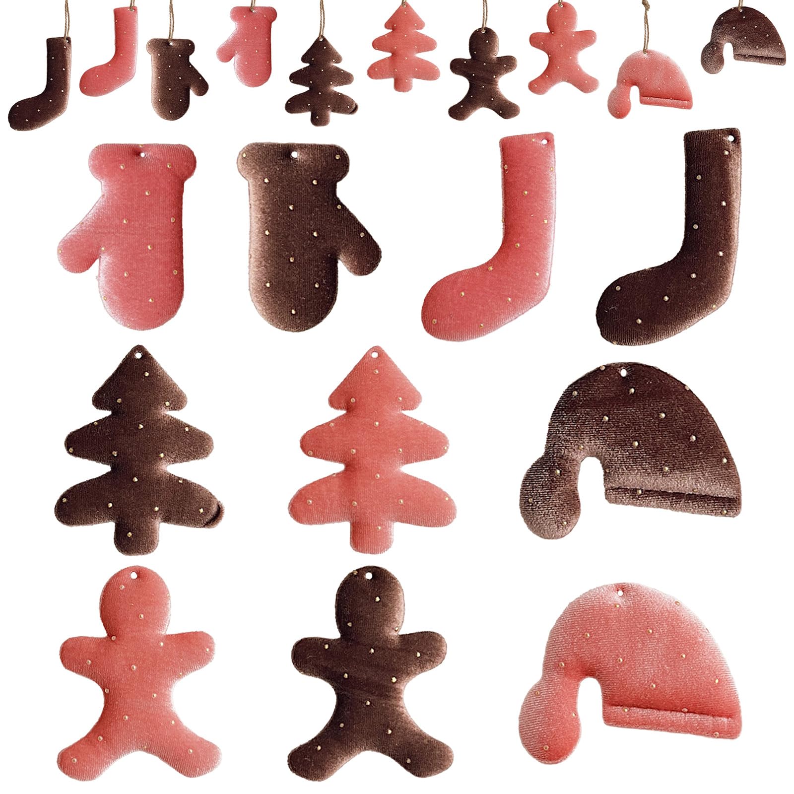 Ozdoby choinkowe 10P, czerwono-brązowe, 8,9 cm, błyszcząca, wisząca ozdoba do samochodu, choinki, piernikowy człowiek, czapka Mikołaja, rękawiczki, świąteczne rękodzieło, dekoracje choinkowe