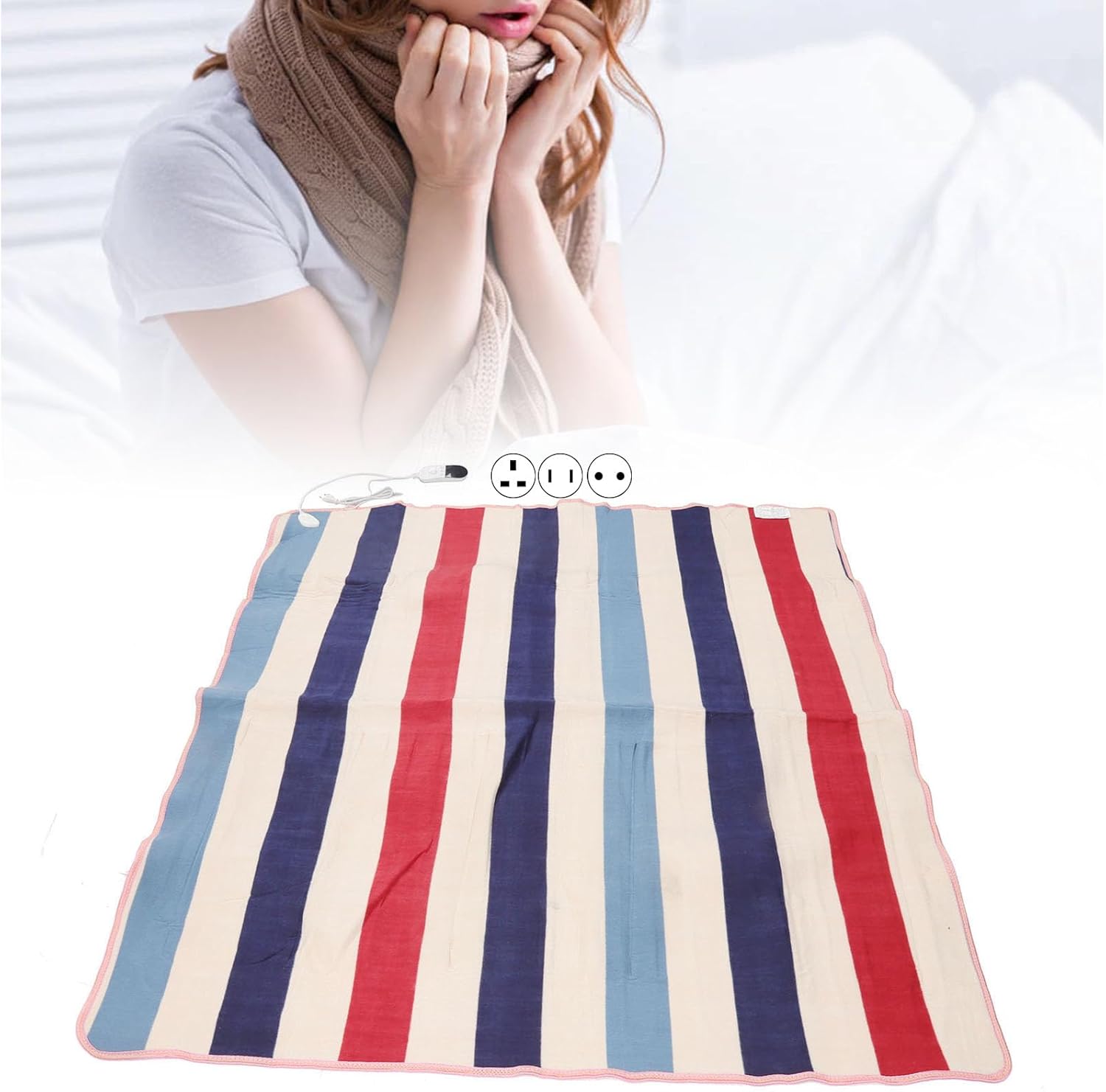 Electric Heated Blanket 180x150cm with Quick Heating and Auto Protection for Home Sleeping and More(US)
