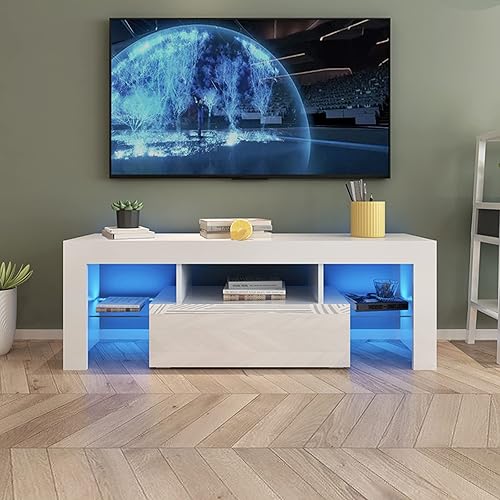 Miniatura 1 de Soporte de TV LED con almacenamiento  Moderno centro de entretenimiento para hasta 65 pulgadas alto brillo universal de TV para sala de estar