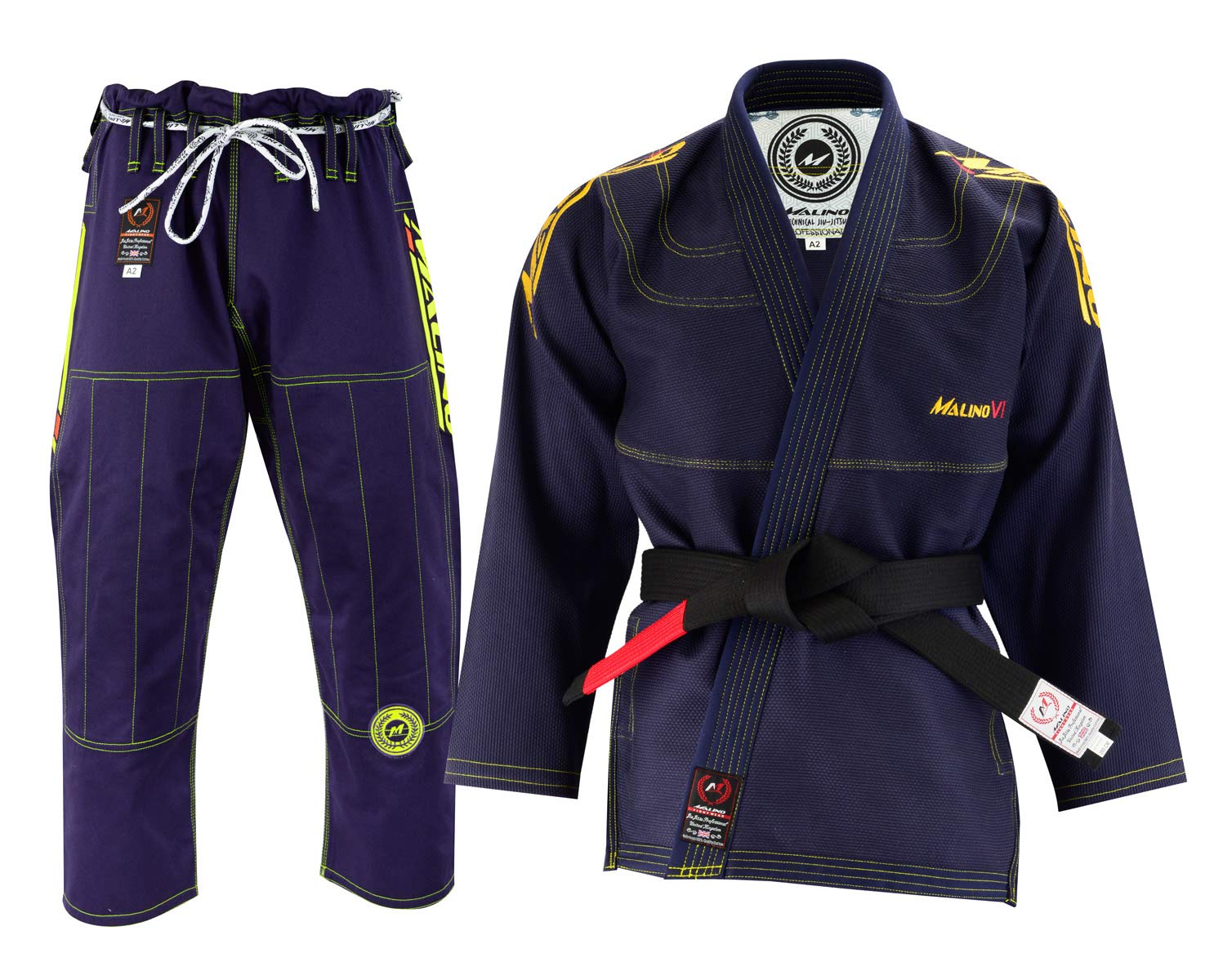 Malino BJJ Gi Kimono brasileño Jiu Jitsu Uniforme pesado, 550 g/m², tejido de perlas 100% algodón, preencogido, azul marino