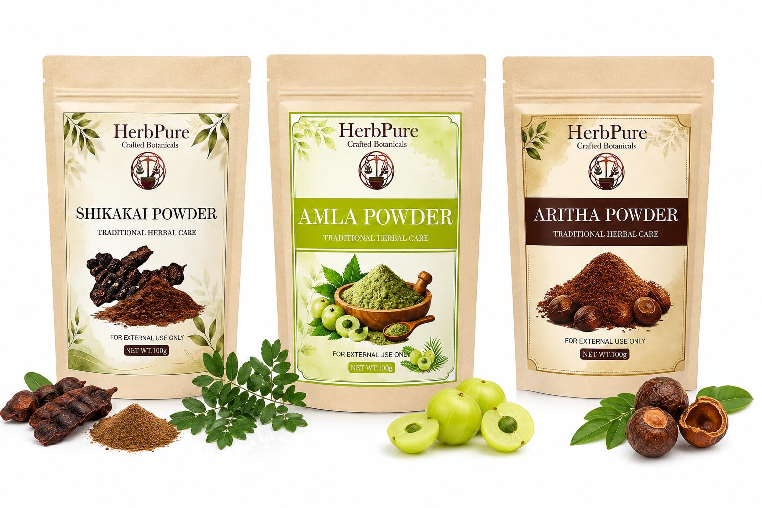 HerbPure Herbal Hair Care Combo | Amla Powder, Shikakai Powder & Aritha/Reetha Powder | Natural Ayurvedic Hair Care Trio | For Hair Cleansing, Nourishment & Scalp Care | 100g Each (Pack of 3)-image-41