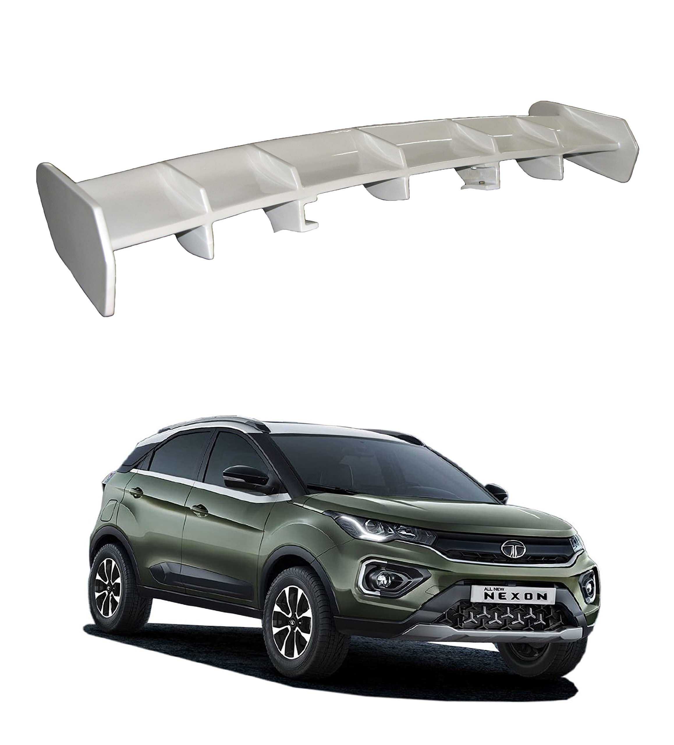 Back2Tracks - B2T AUTOMOTIVE® Car Spoiler Compatible with Tata Nexon (Unpainted - Ps Grey color) Car Spoiler with Light Weight Fiber Reinforced Plastic (FRP) Drilling Required.