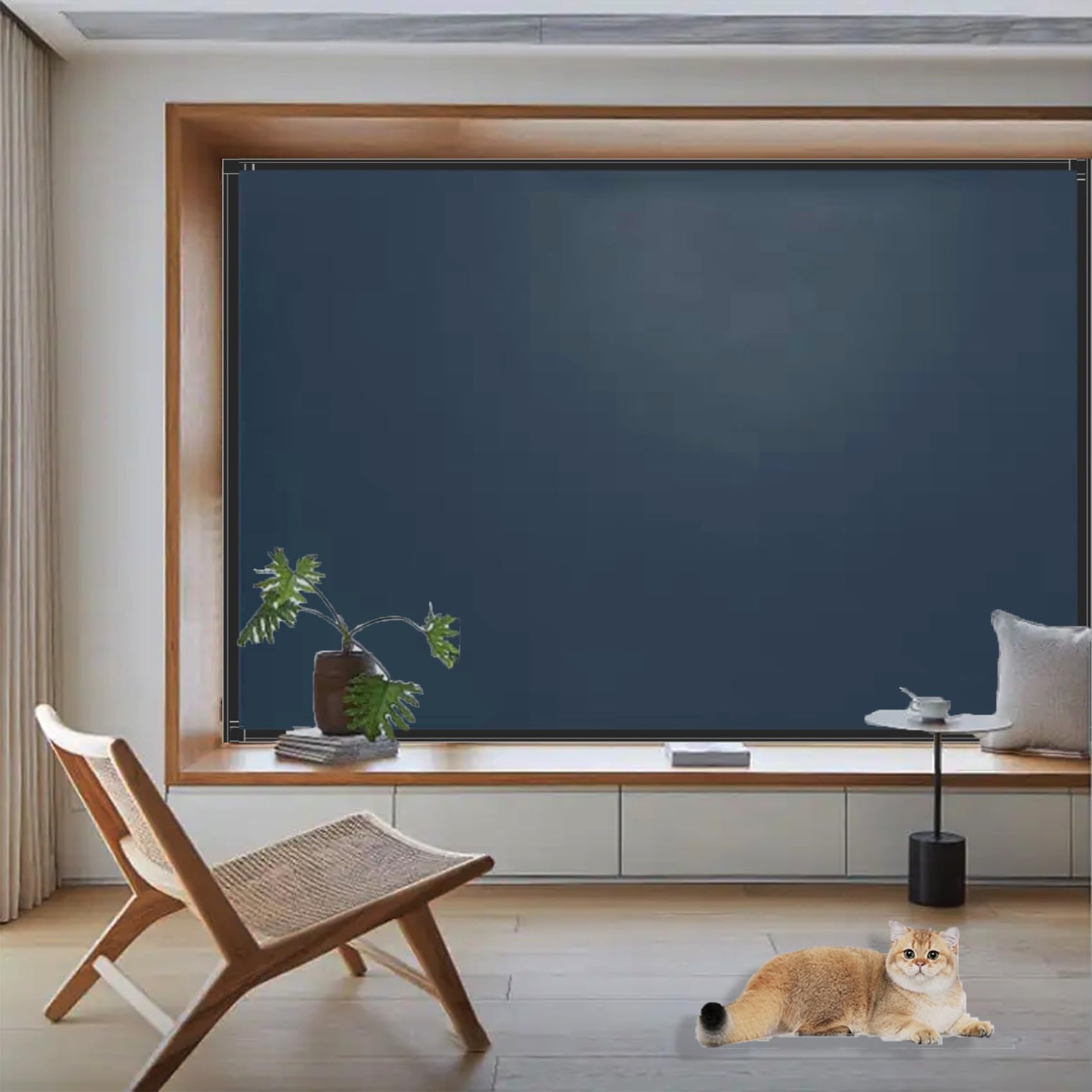 Blackout Blinds Roller No Drill 50 x 55 cm, Easy to Stick on & Take Down, Thermal Properties Premium Fabric Made to Measure Blackout Blinds, with Nano Tape for Home Office, Blue