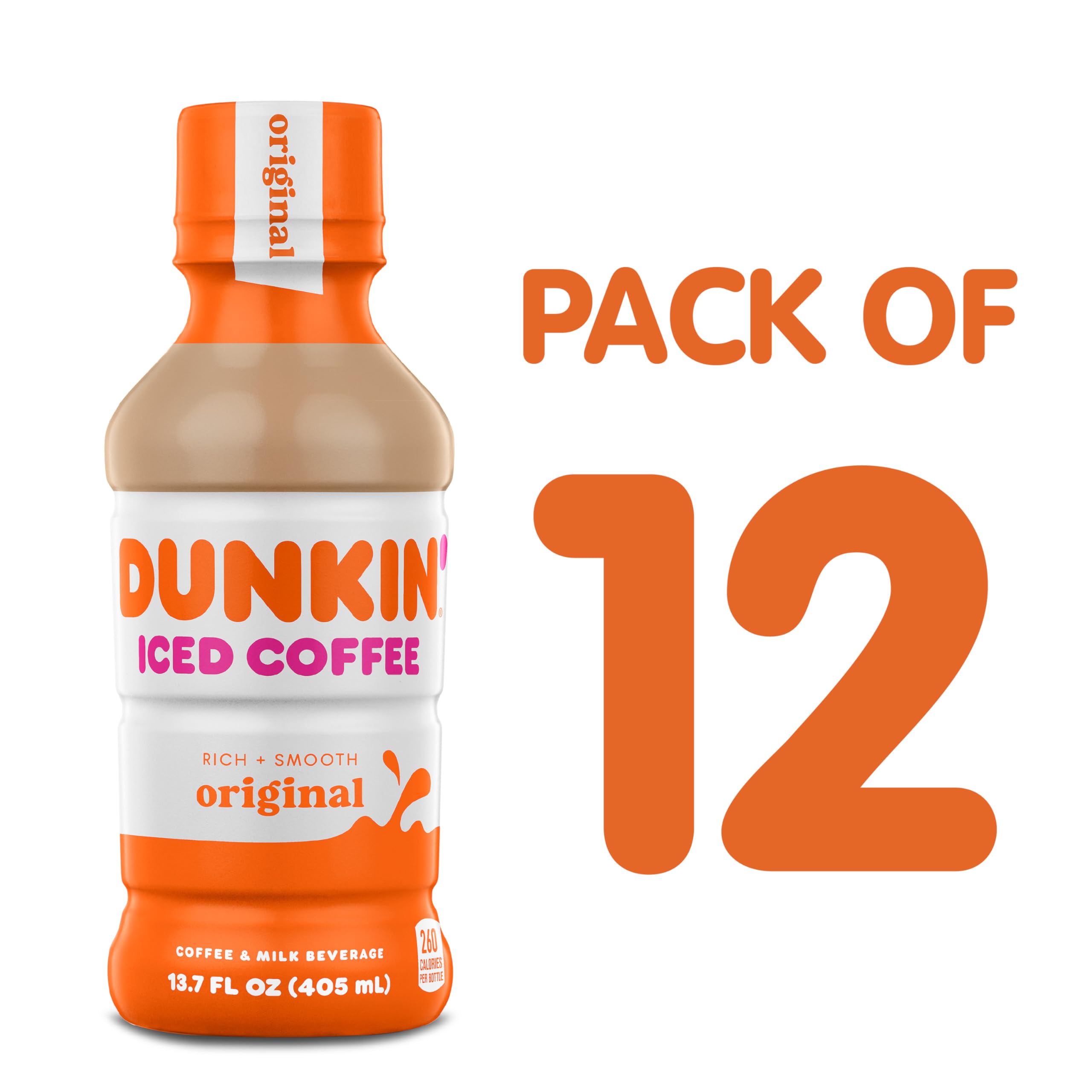 Dunkin' Original Iced Coffee Bottle, 13.7 fl oz, 12 Pack