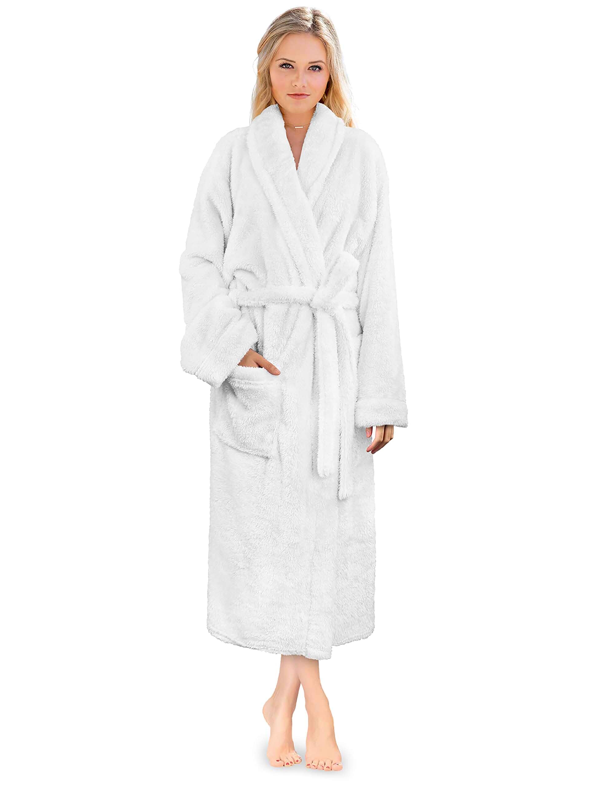 PAVILIA Premium Womens Plush Soft Robe, Fluffy Warm Fleece Sherpa Bathrobe 260 GSM Shaggy Microfiber, Long Housecoat for Spa Shower Home College Dorm Lounging, Cozy Christmas Holiday Gift for Her