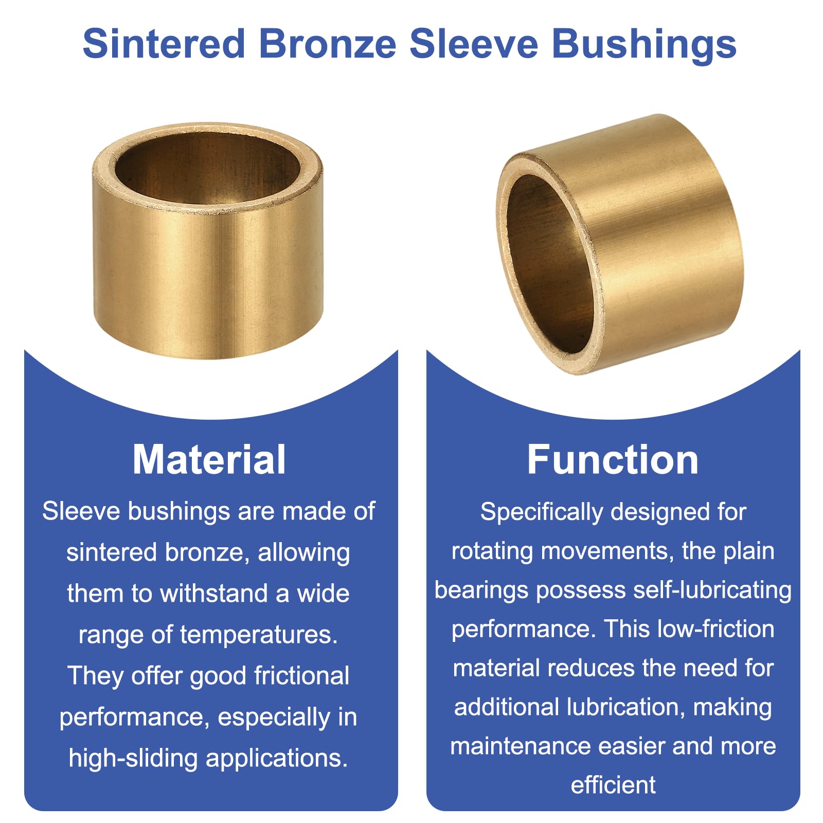 sourcing map Gleitlager, 20 mm Bohrung x 25 mm Außendurchmesser x 18 mm Länge, selbstschmierende Sinterbronze-Buchsen, 2 Stück