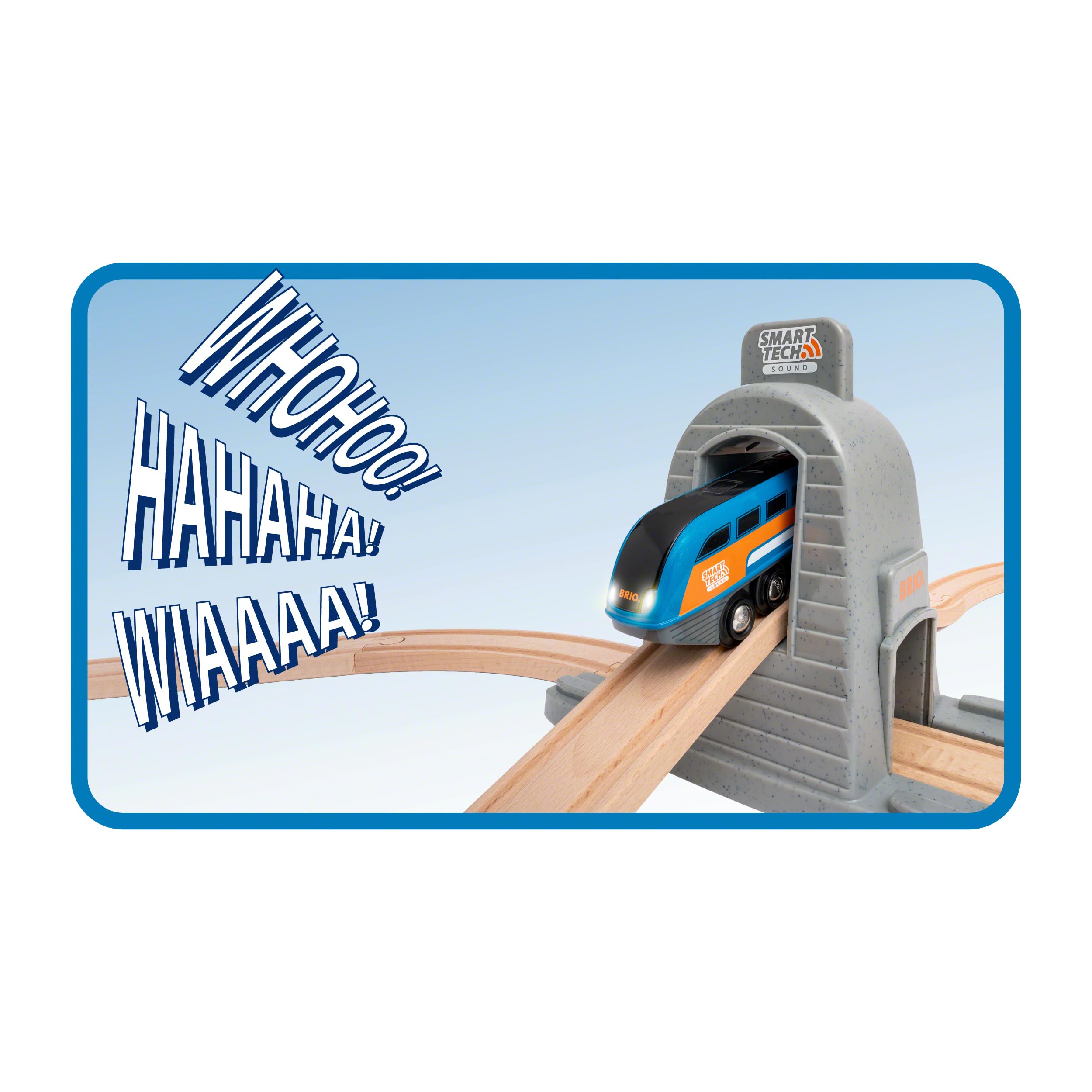 BRIO World 33972 Smart Tech Sound Action Tunnel Reisezug Set - Elektrischer Zug mit Schienen & Tunnel - Interaktives Spielzeug empfohlen ab 3 Jahren