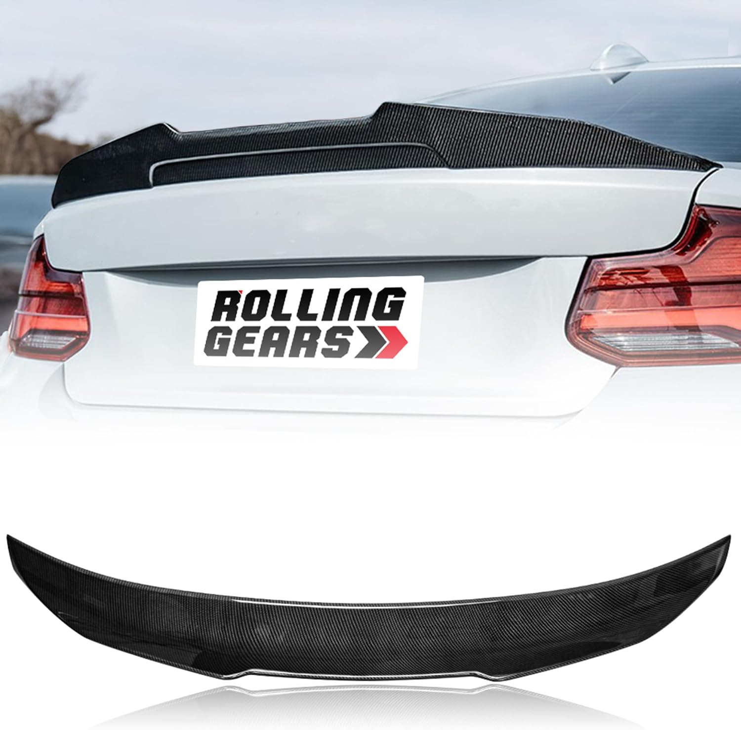 Trunk Spoiler Wing Compatible with 2014-2021 BMW 2-Series F22 Coupe F87 M2 Spoiler (DN-Type), Carbon Fiber Hydro-Dipping