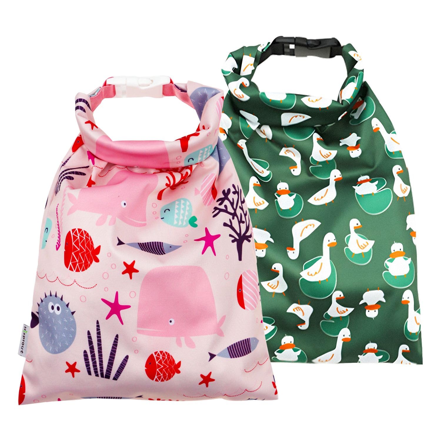Lot de 2 sacs à couches imperméables pour bébé - Pour vêtements humides et secs, Rose, vert., Non