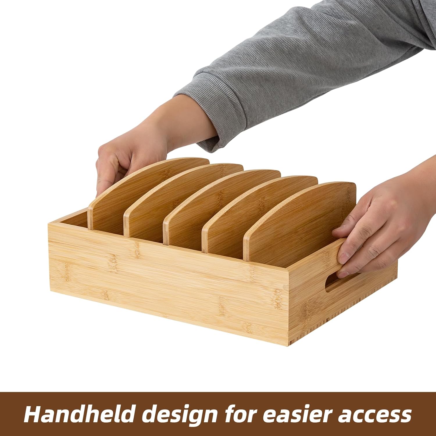 Pan Lid Organizer Lid Holders Iinside Cabinet with Adjustable Dividers Lid Storage Bamboo Drawer Caddy Tupperware Organizer for Cabinet