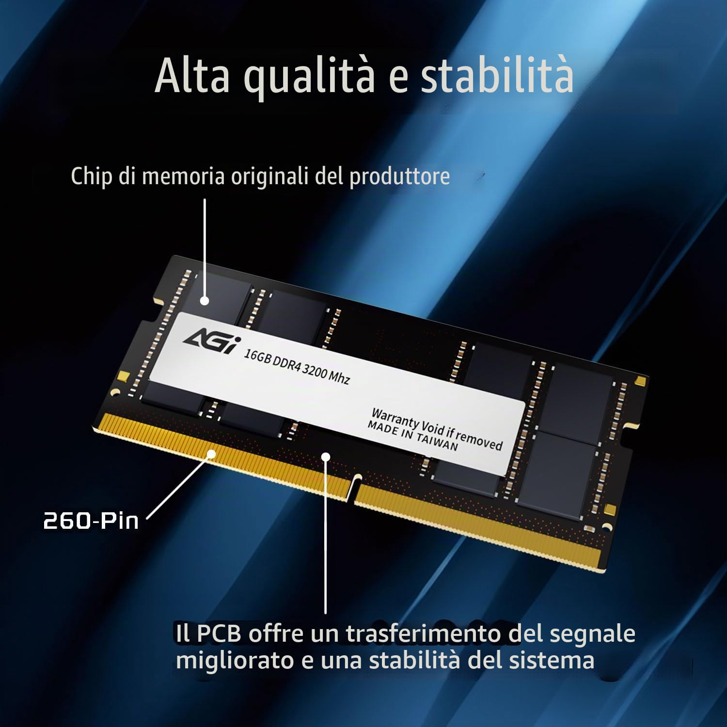 AGI SD138 16GB RAM DDR4 Modulo Memoria SO-DIMM 260 Pin 3200MHz Laptop