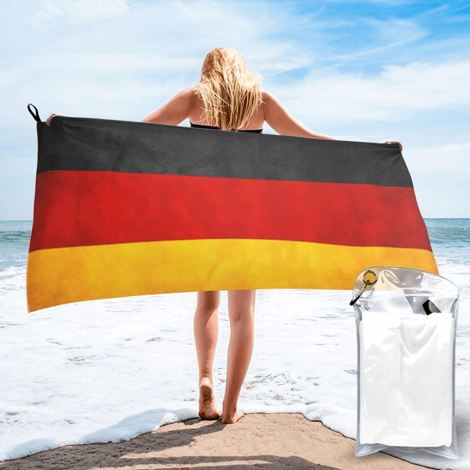 NImongt Germany Flag Print Adult Towel Travel Gym Beach Hiking Yoga Camping Lightweight Quick Dry Versatile