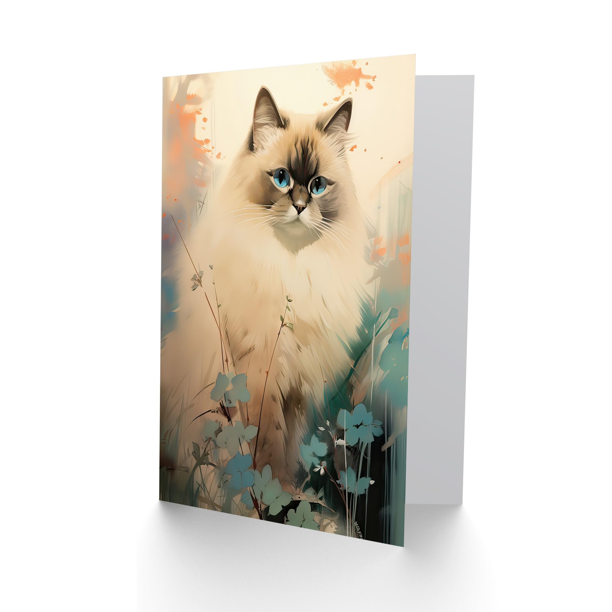 Biglietto Di Auguri Artery8 Con Gatto Ragdoll Sofficione, Bianco E Nero, 17.5x12.5cm, Bianco Interno