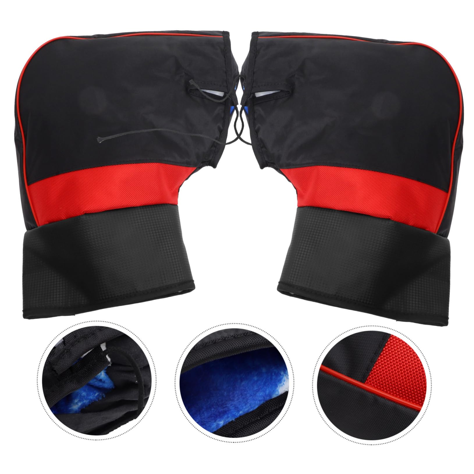 Guanti Manubrio Moto Invernali 1 Paio in Pelle Pu Nero | Peluche Interno, Coulisse, Facile da Rimuovere, Rainproof, per Scooter e Motorbike Colore Casuale
