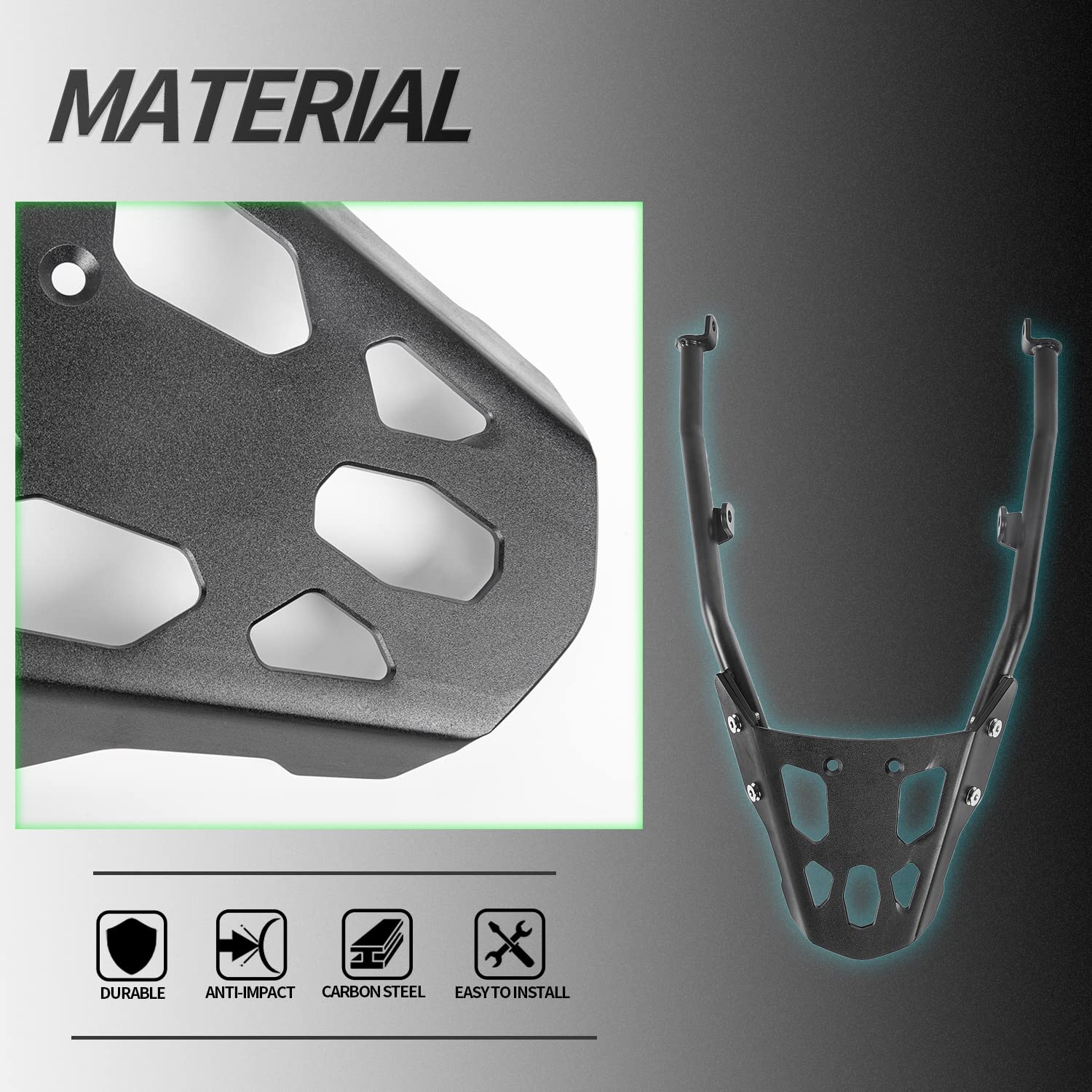 Portapacchi Posteriore Per Moto MT-09/FZ-09/SP (2021-2023) - Nero, In Acciaio Al Carbonio Con Kit Di Montaggio