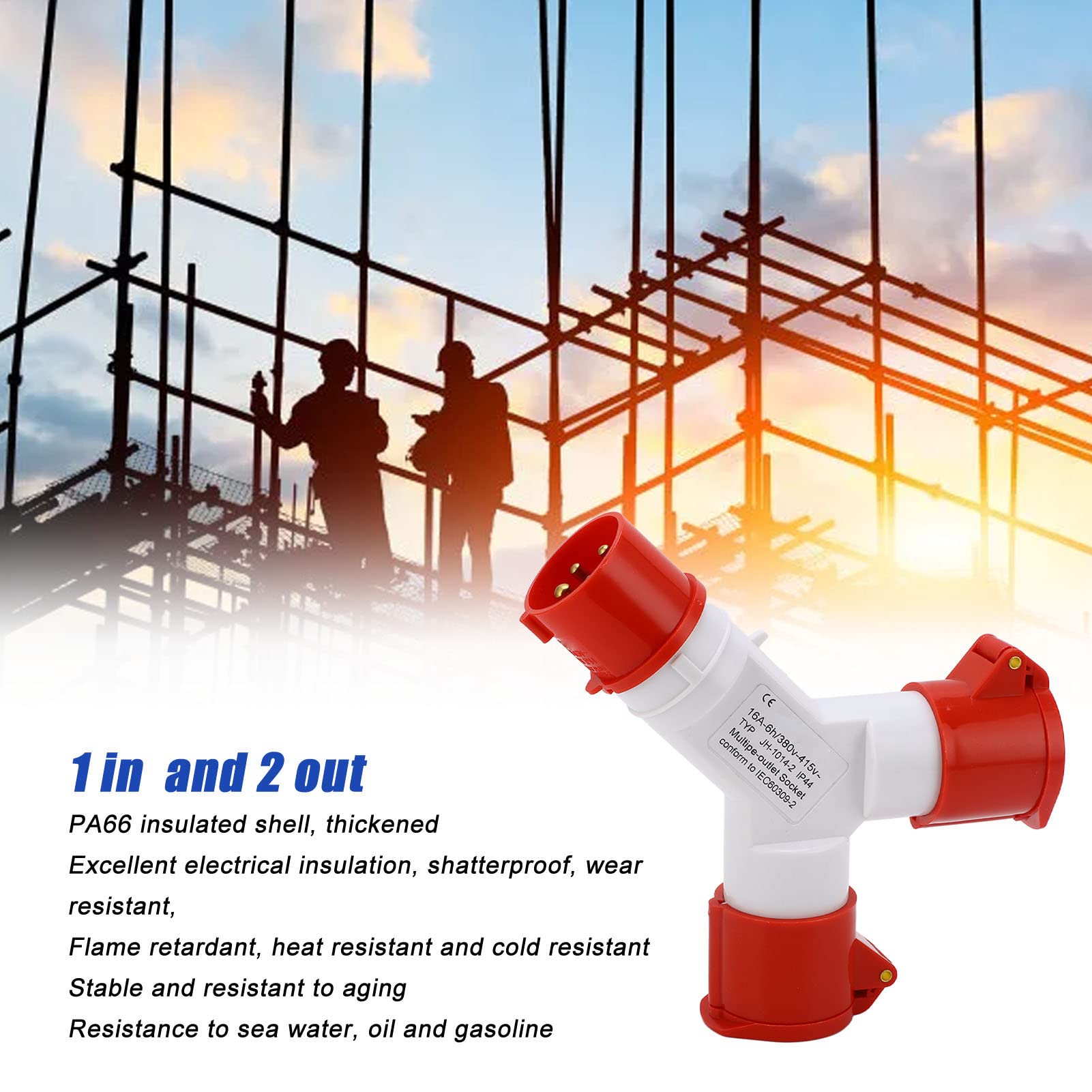 Sonew Spina industriale a Y 1 ingresso 2 uscite, presa aeronautica con spina industriale Y a 4 fili 380‑415 V 16 A