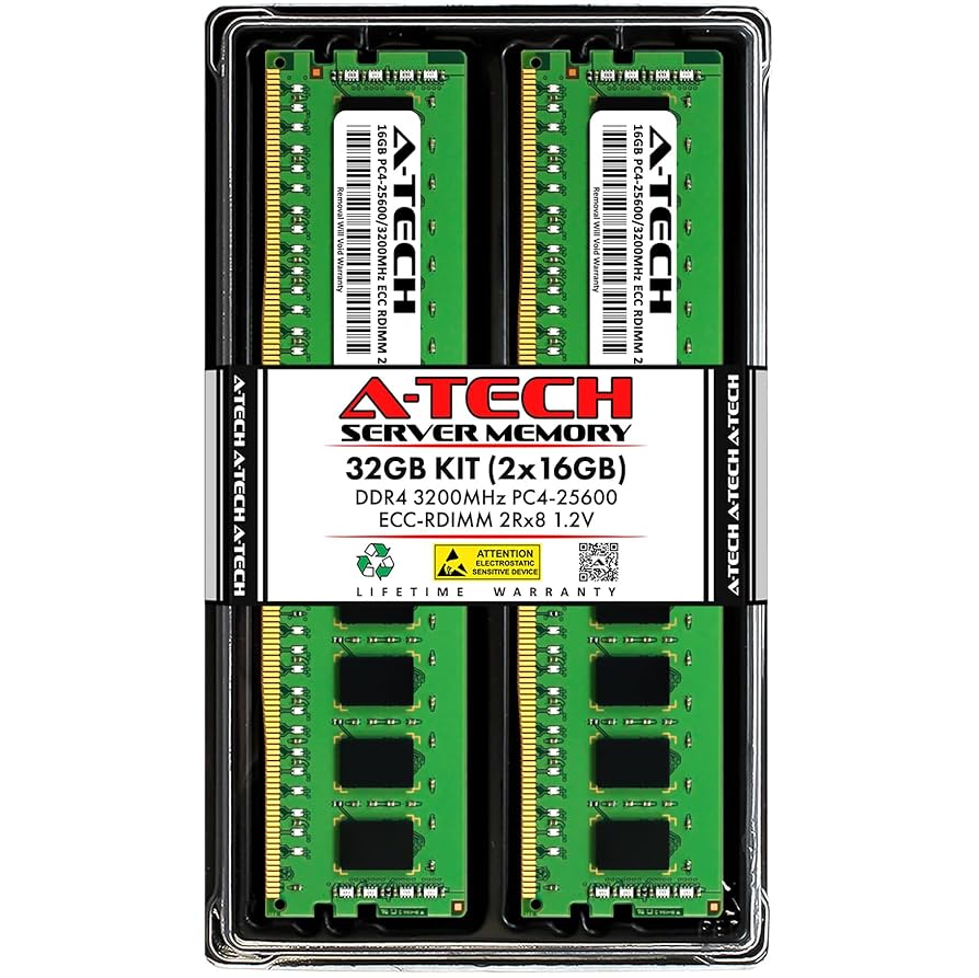 SanMax Tech 16GB DDR4 3200MHz x2枚組 32GB A-Tech 32GB Kit (2x16GB) DDR4 3200MHz PC4-25600 ECC RDIMM