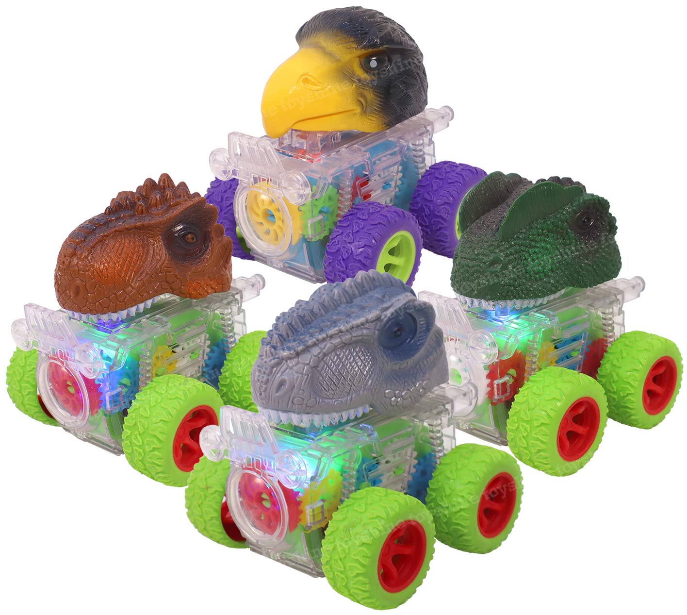 Toyshine Funny Animal Pack of 4 Automobile Car Toy Set, Friction Powered Toy Vehicle Play Set for Kids Toy for Boys, Girls, Party for 2 3 4 5 Year Old - Model B
