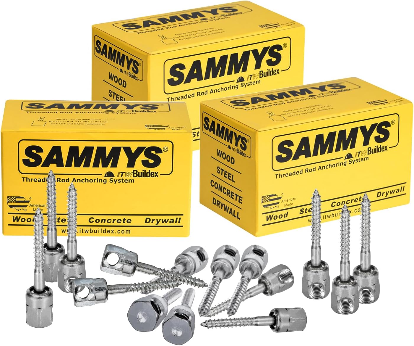 Everflow Sammys 8022925-75 SWG 25-380 3/8 Inch Screw Sidewinder Design for Wood, Rod Hanger, Installs Horizontally, Steel Zinc Plated, Corrosion Resistance, 3/8 x 2-1/2 Inch Screw Length (pack of 75)