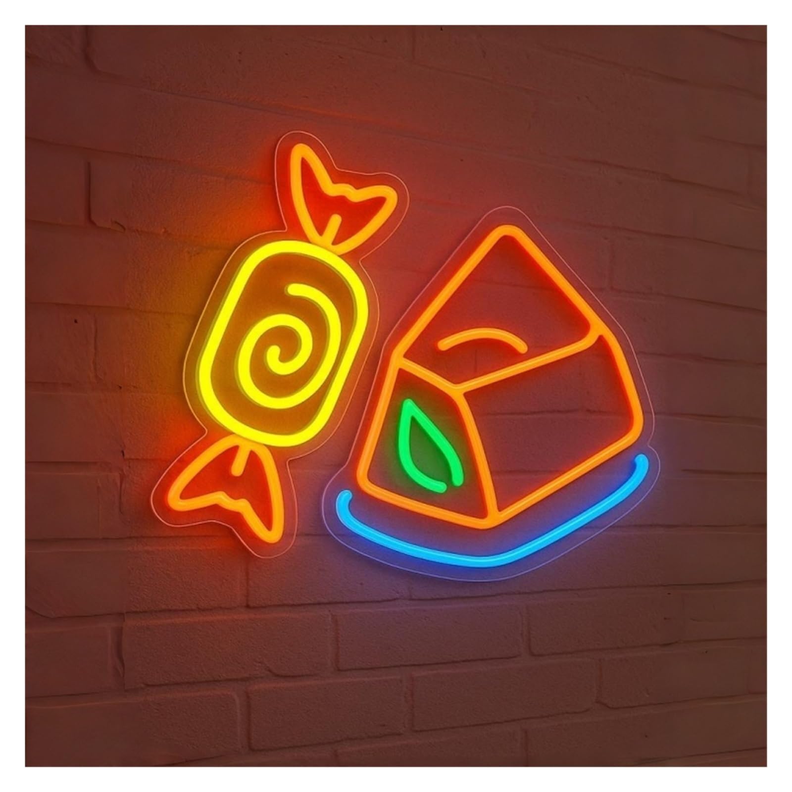 Wiszące neony artystyczne Neon Czekoladowy Ze Słodyczami I Trójkątem, USB/zasilanie, Do Wystroju Sklepu 48cm/18.9in