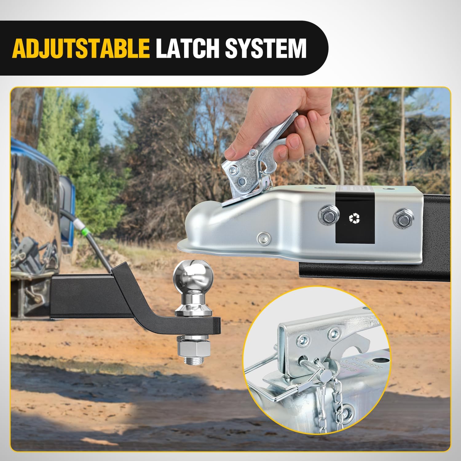 Nilight Straight Trailer Coupler with Security Latch&Chain for 2-Inch Hitch Ball, 3-Inch Channel,5000 LBS,Heavy Duty Trailler Tongue Coupler for Station Wagon, Truck, Bolted & Welded Installation