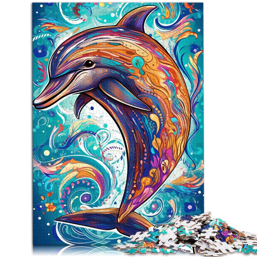 1000 Piece Jigsaw Puzzle for Adults color dolphins for Puzzle Gifts Stress Reliever Staycation Kill time 19.7 in x29.5 in Suitable for and teens 14+ โ image 1