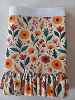 Panos de Prato 100% Algodão com Barrado em Tricoline, Estampas Sortidas, Alta Absorção, Acabamento Embutido, Produto Artesanal - Magnólia Home (Floral Laranja)