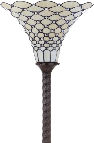 Miniatura 5 de JONATHAN Y JYL8007A Lámpara de pie LED tipo torchiere blanca de 70 pulgadas, estilo Tiffany, tradicional, estilo Art Nouveau, oficina, sala de