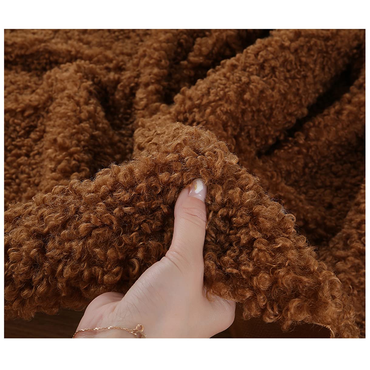 NAKAN Sherpa Fleece Faux Fur Fabric 160x50cm Wide High Density Soft Faux Sheepskin Fabric for Sewing, Toys, Cushions, Costume, DIY Crafts(Color:brown)
