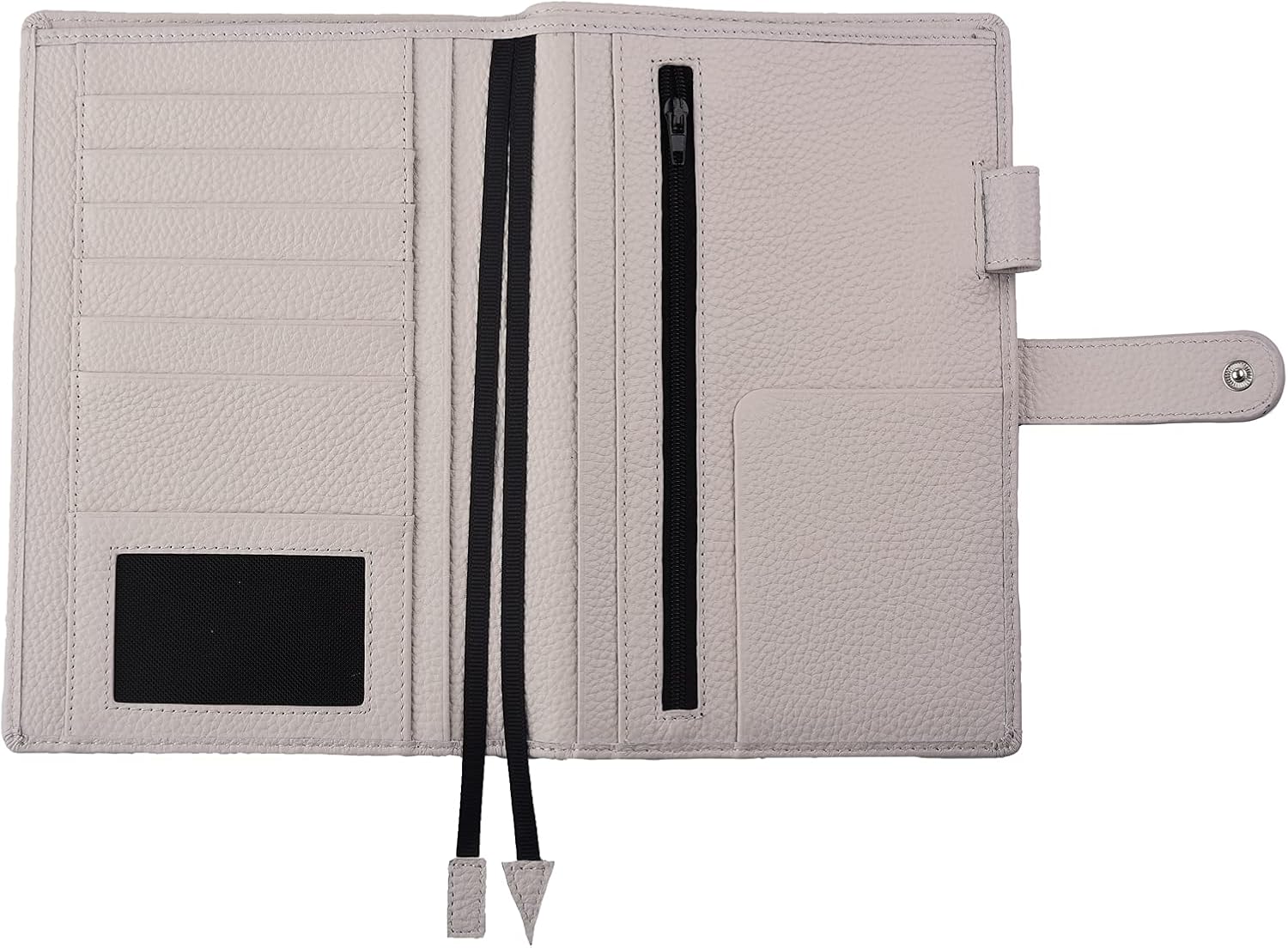 Genuine Leather b6 Planner Cover,Personal Organizer with Pen Loop,Card Slots,Zipper Pockets, Compatible with Most B6 size Planners notebooks (Lychee-Cream)
