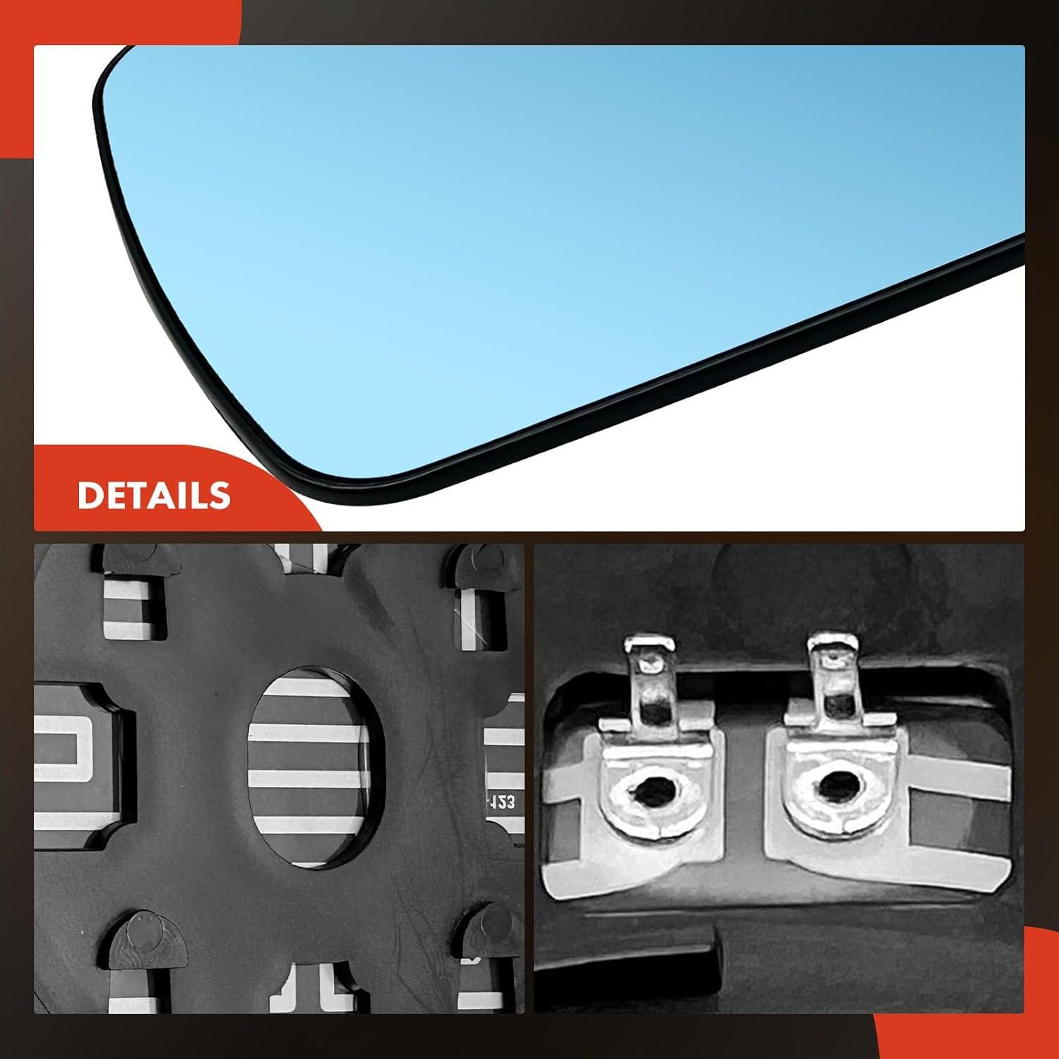 A-Premium 2-PC Driver and Passenger Side Heated Mirror Glass with Backing Plate Compatible with BMW E53 Series X5 2000-2006 - Blue Exterior Side View Flat and Convex Mirror