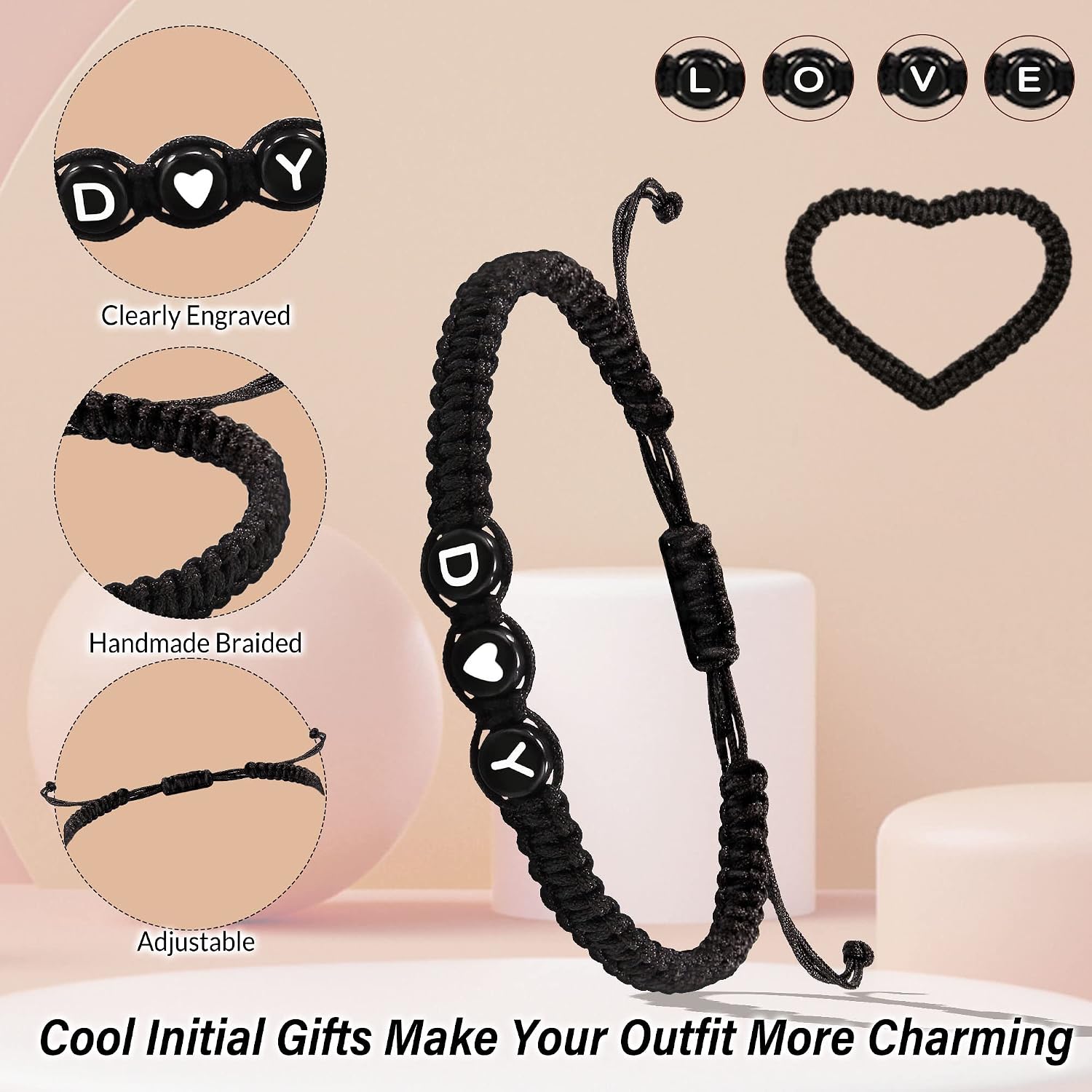 Initial Bracelets for Women, Easter Basket Stuffers Mothers Day Gifts Men's Bracelets Gifts for Girlfriend Boyfriend Letter Bracelets I Love You Gift for Her Him Best Friend Birthday Gift Christmas Jewelry
