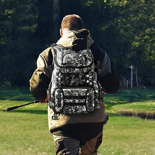 Miniatura 7 de Piscifun Mochila de aparejos de pesca con soportes para caña y 4 cajas de aparejos, bolsa de pesca al aire libre con cubierta impermeable para la