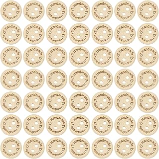 Shapenty Wooden Handmade Buttons 2 Holes Sewing Buttons for Homemade Gift Giving Crochet Knitting Craft Projects Scrapbook Clothing Hats Sweater Decor Accessories, 50PCS (15mm) - Buy now