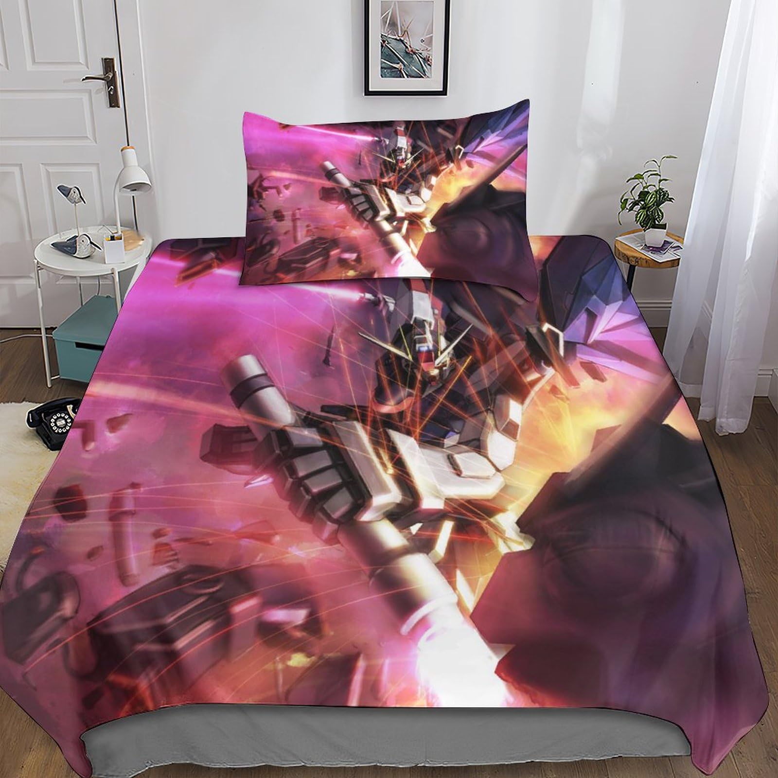 Housse de couette Gundam anti-plis en microfibre pour éliminer le repassage fastidieux du lit